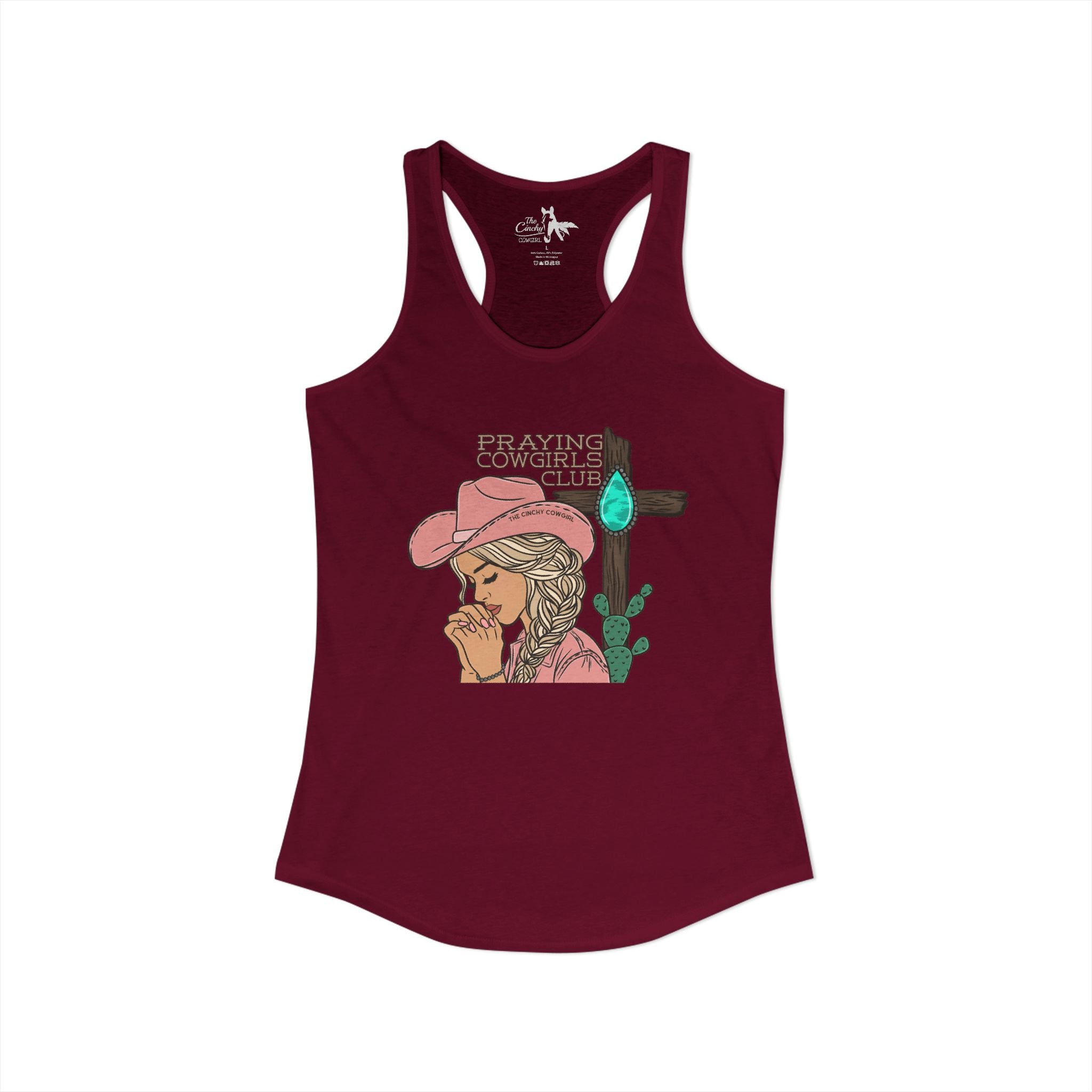 Praying Cowgirls Club Tank Top Tank Top The Cinchy Cowgirl - Print XS Solid Cardinal Red