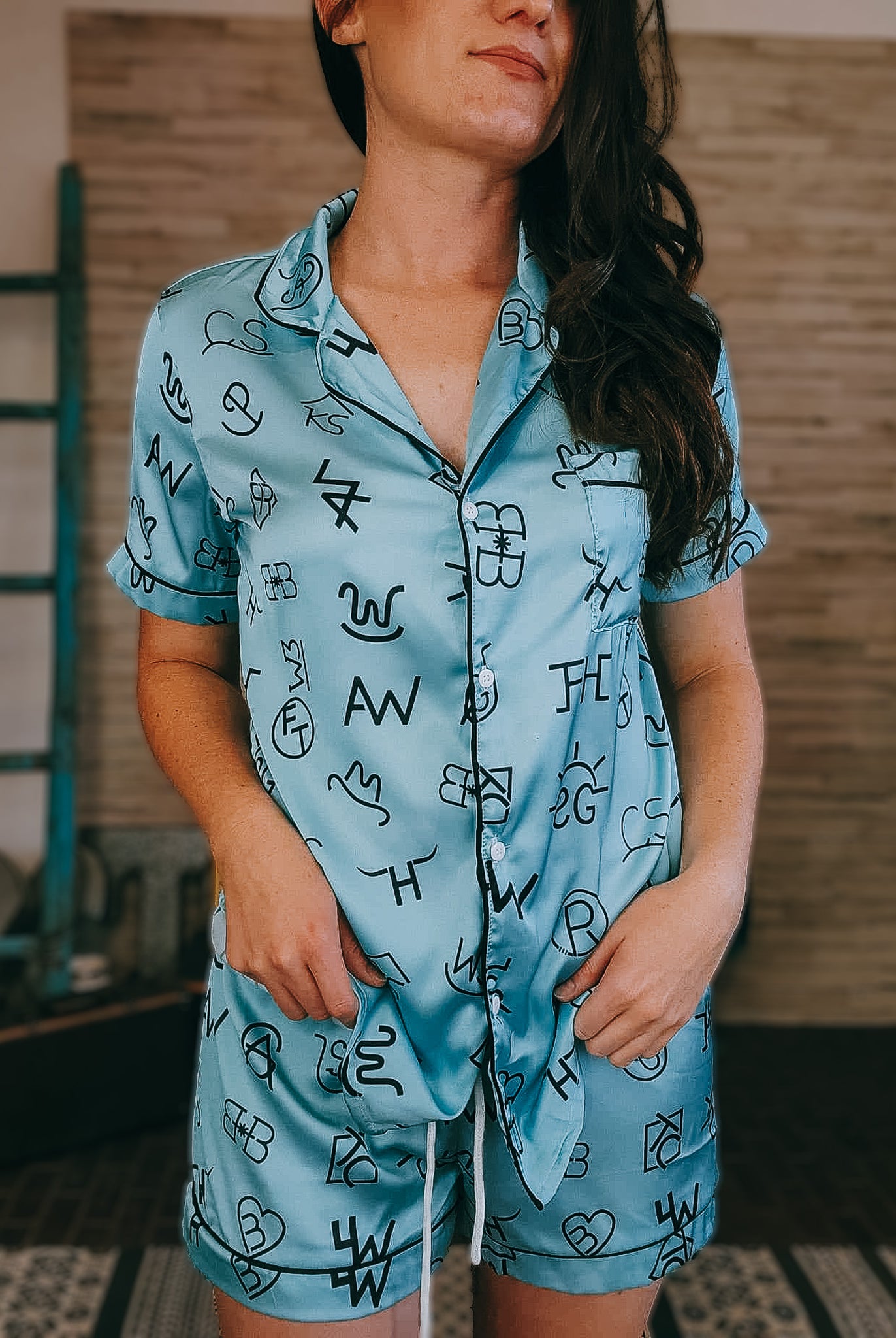Turquoise Brands Silky Shorts Pajama Set silky pajamas - shorts The Cinchy Cowgirl (YC)