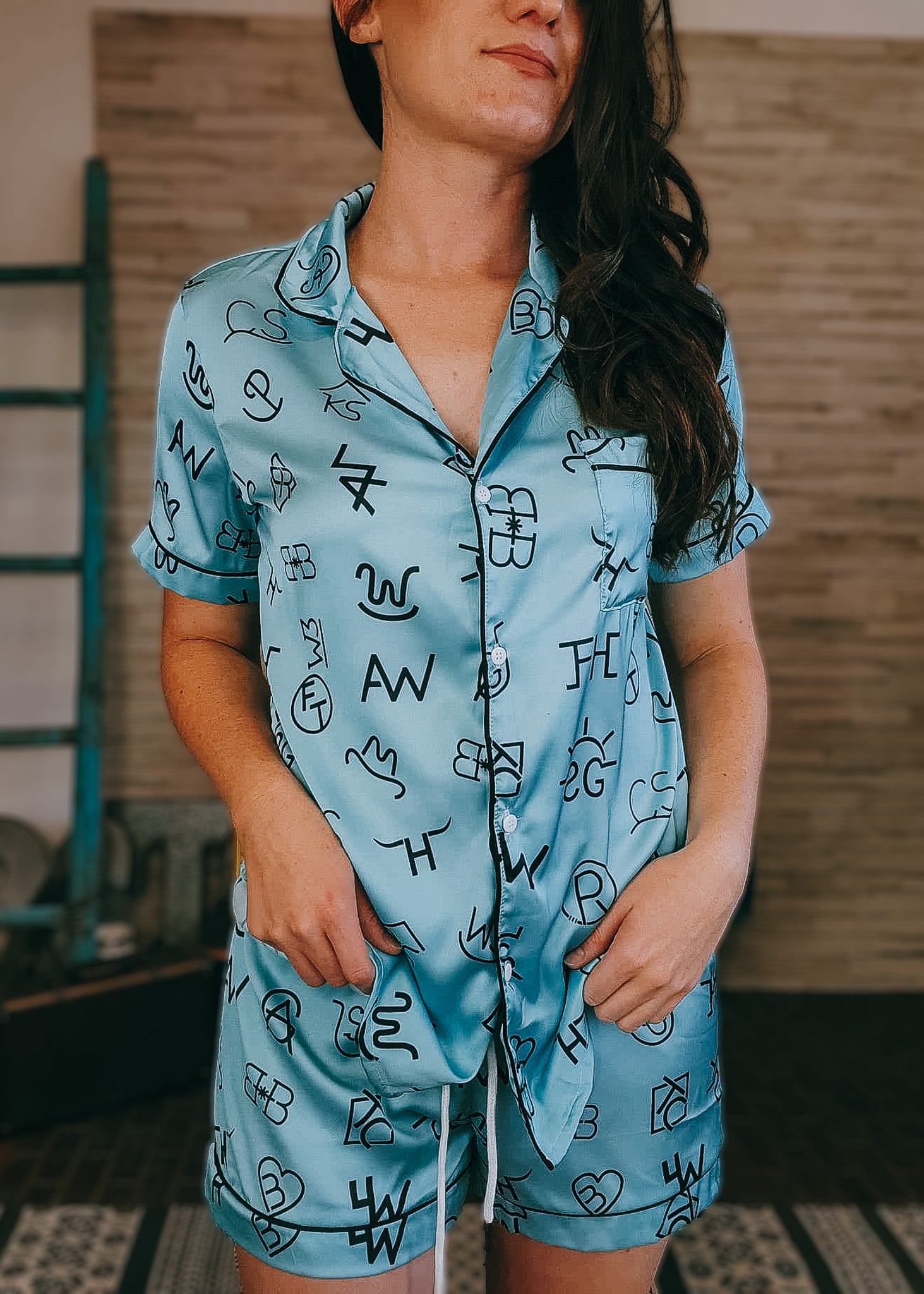 Turquoise Brands Silky Shorts Pajama Set silky pajamas - shorts The Cinchy Cowgirl (YC)