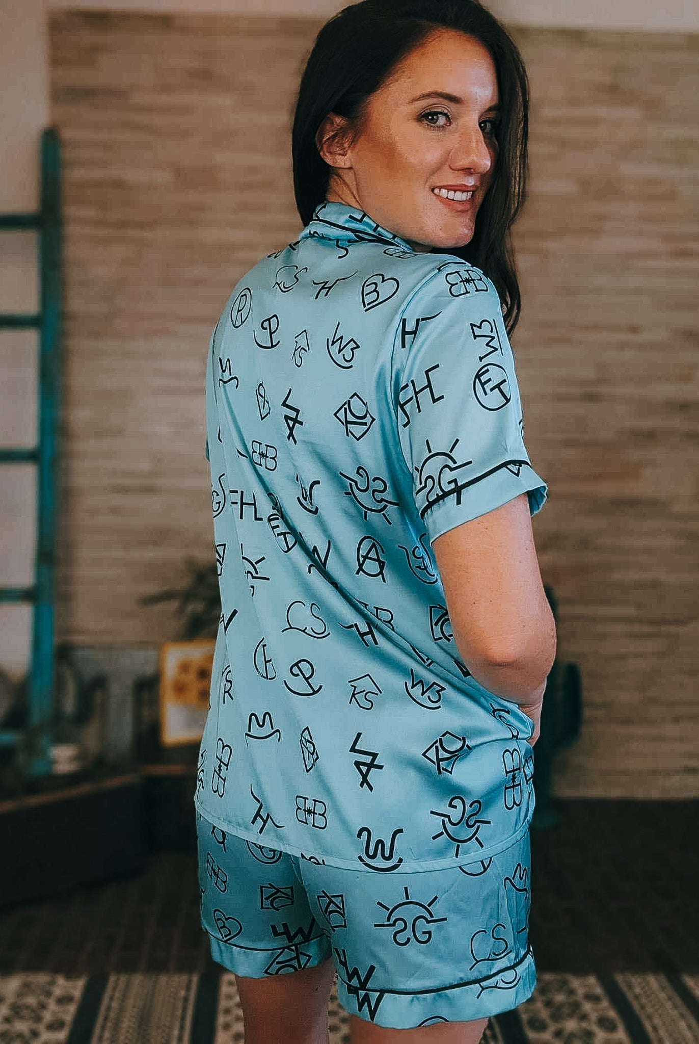 Turquoise Brands Silky Shorts Pajama Set silky pajamas - shorts The Cinchy Cowgirl (YC)