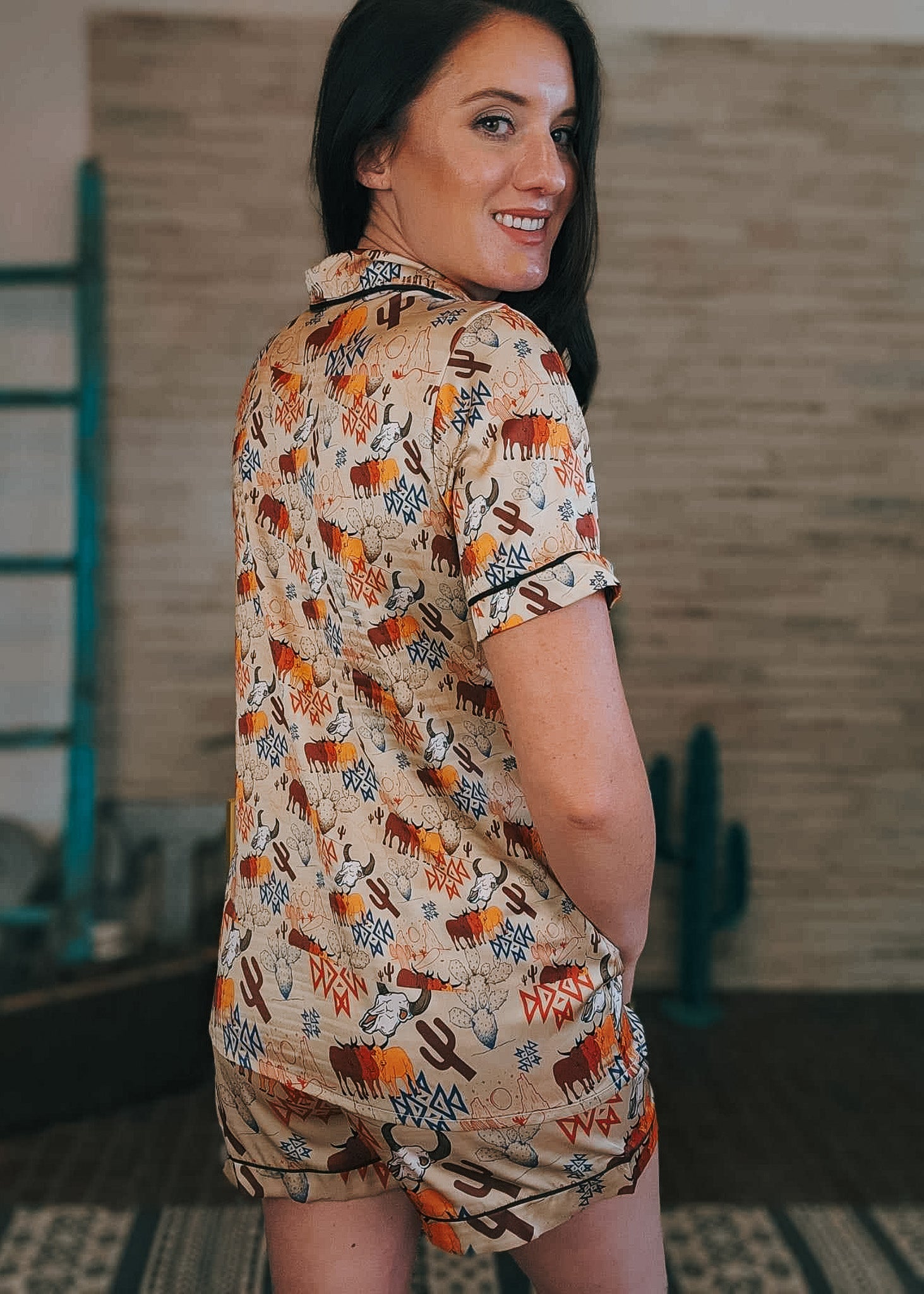 Desperado Days Silky Shorts Pajamas Set silky pajamas - shorts The Cinchy Cowgirl (YC)