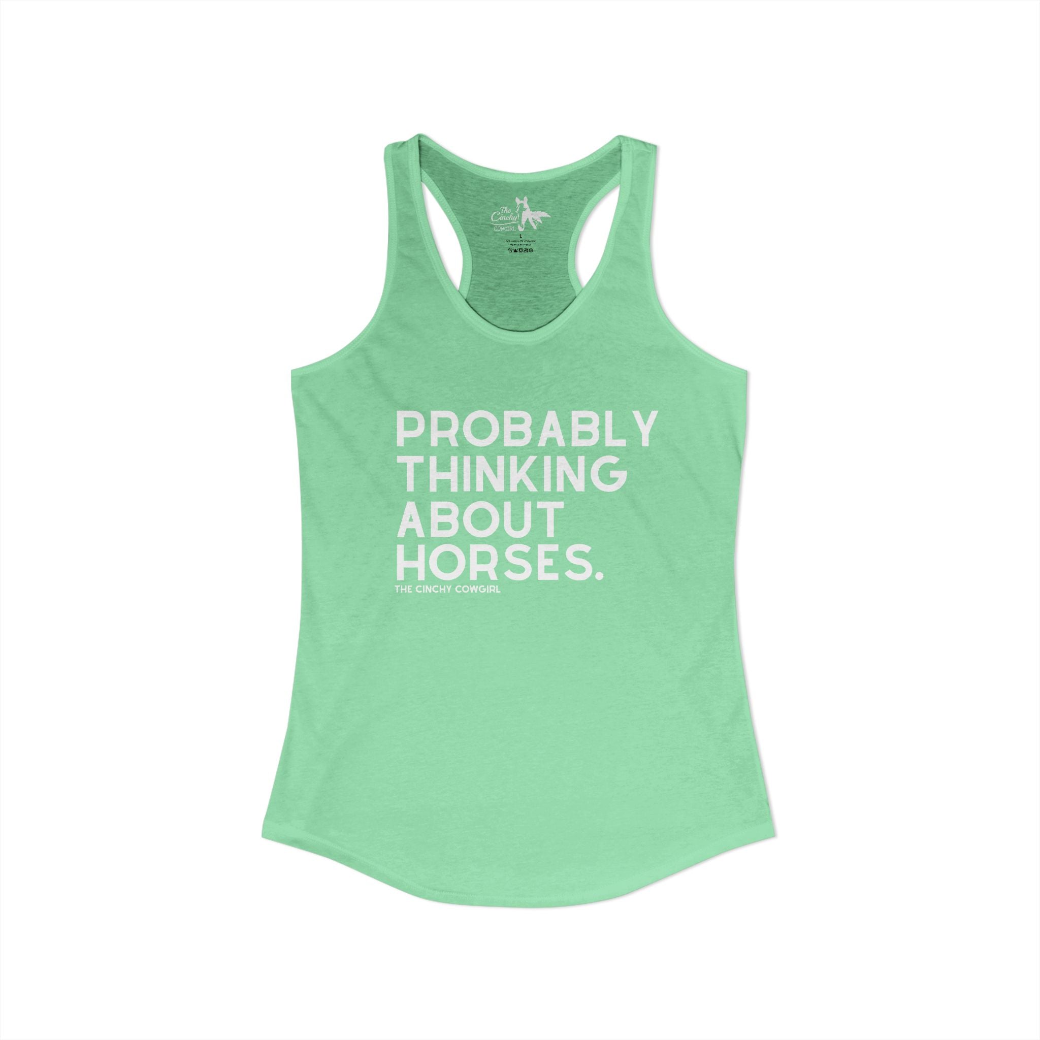 Probably Thinking About Horses Tank Top graphic tank The Cinchy Cowgirl - Print XS Solid Mint