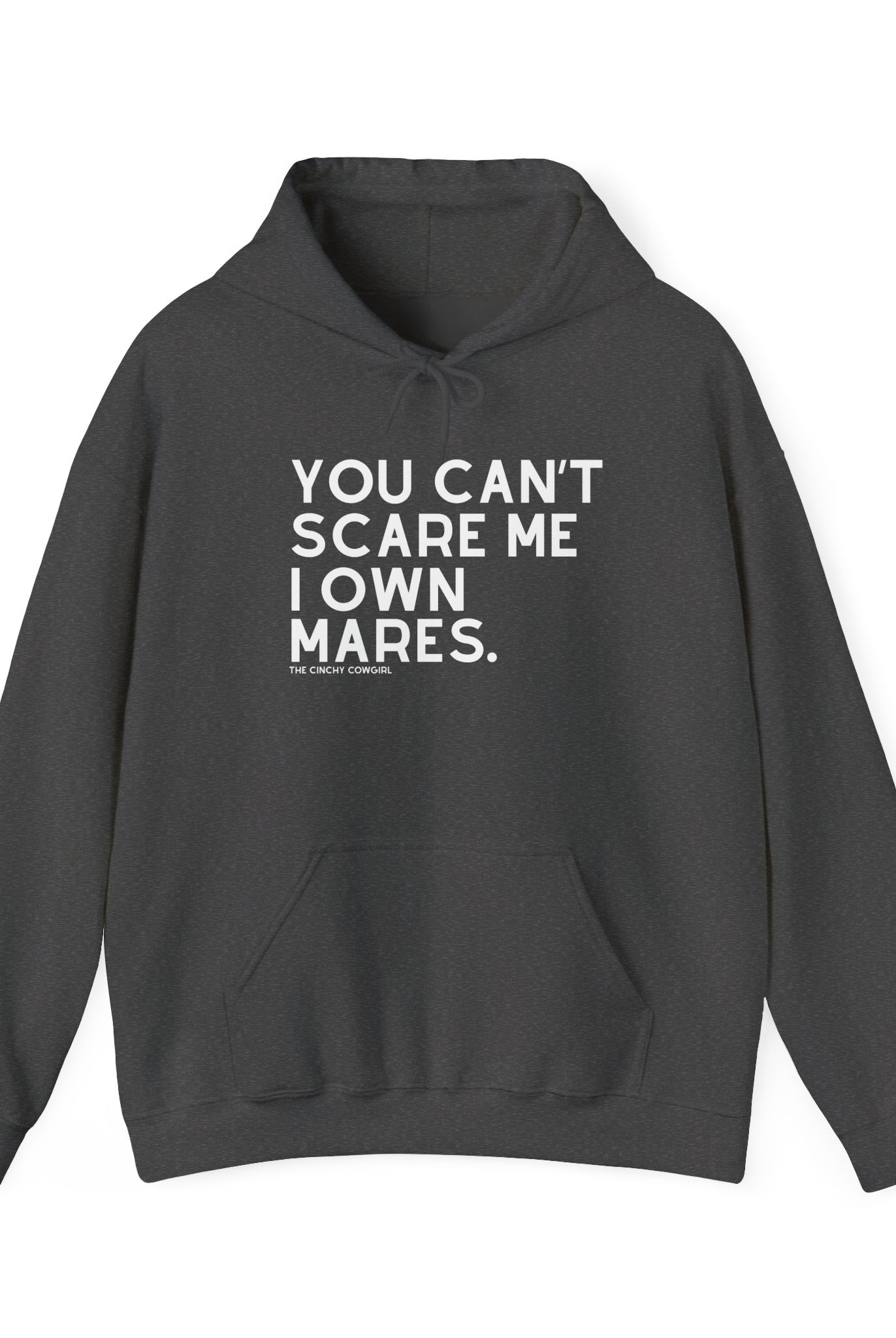 You Can't Scare Me I Own Mares Hoodie Hoodie The Cinchy Cowgirl - Print Dark Heather S
