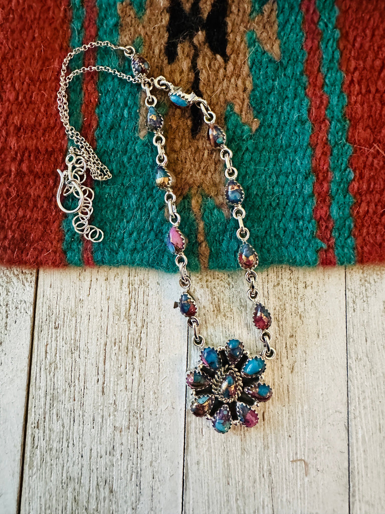Handmade Sterling Silver & Pink Dream Mojave Necklace NT jewelry Nizhoni Traders LLC   
