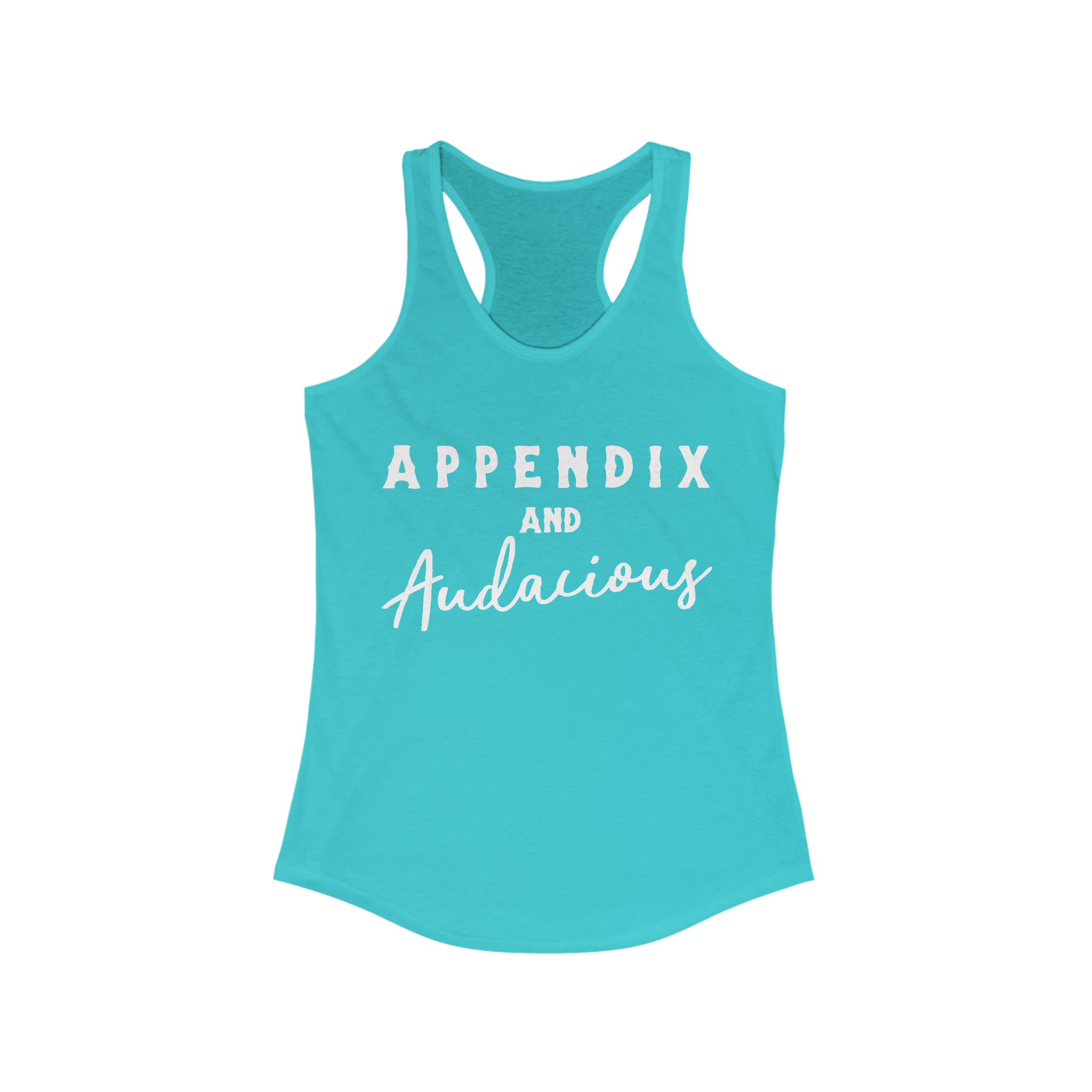 Appendix & Audacious Racerback Tank Horse Color Shirts Printify XS Solid Tahiti Blue