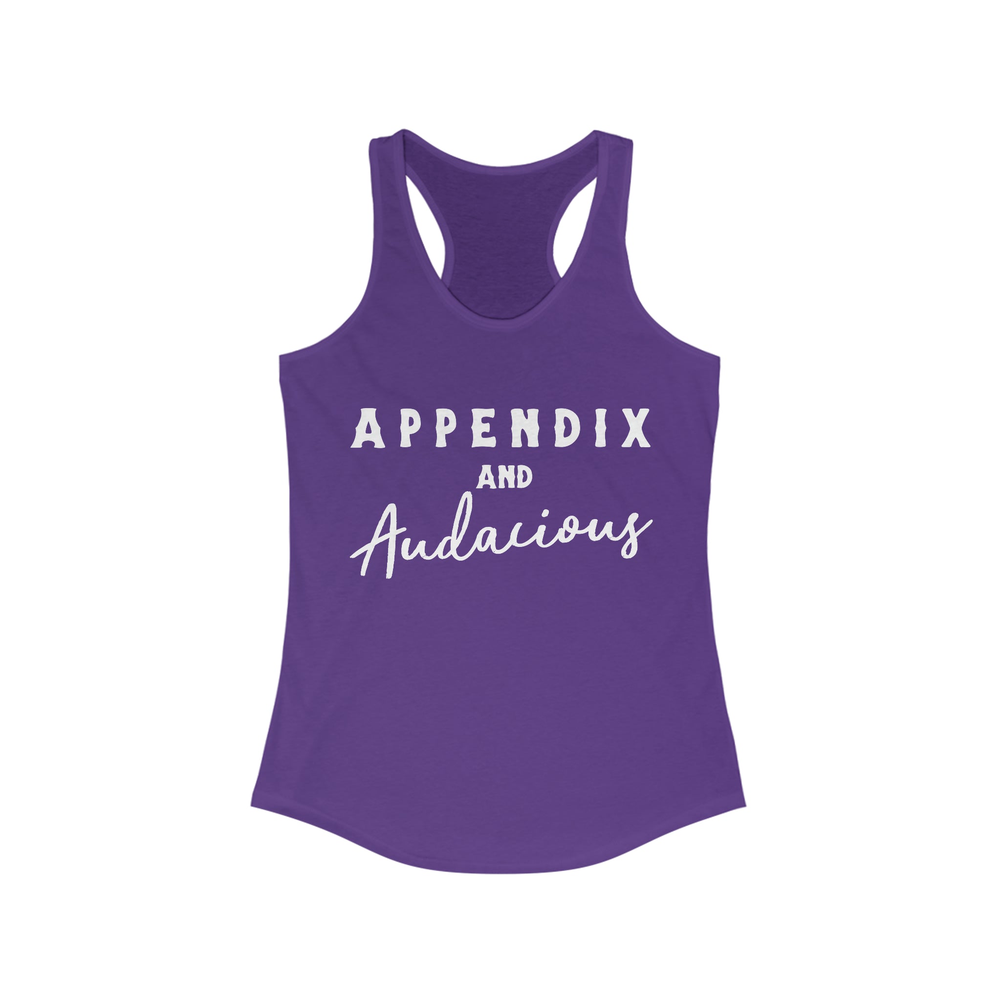 Appendix & Audacious Racerback Tank Horse Color Shirts Printify XS Solid Purple Rush