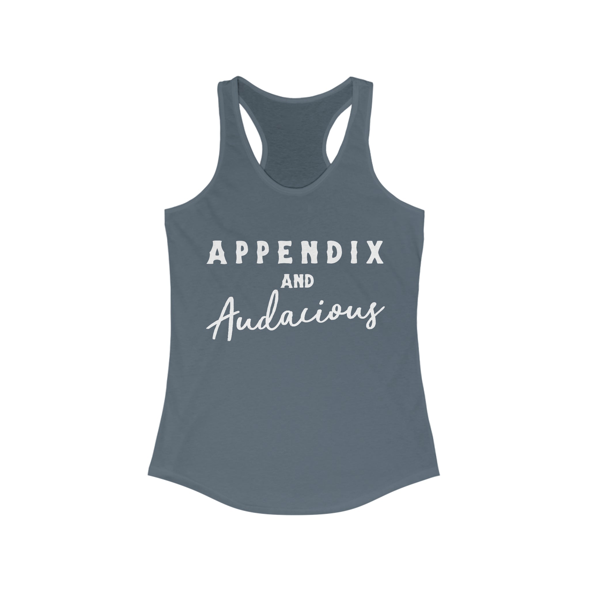 Appendix & Audacious Racerback Tank Horse Color Shirts Printify XS Solid Indigo