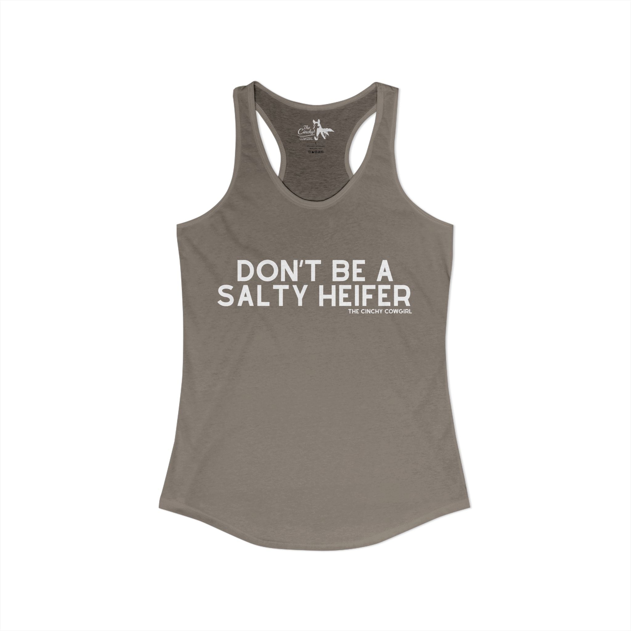 Don't Be A Salty Heifer Tank Top Tank Top The Cinchy Cowgirl - Print XS Solid Warm Gray