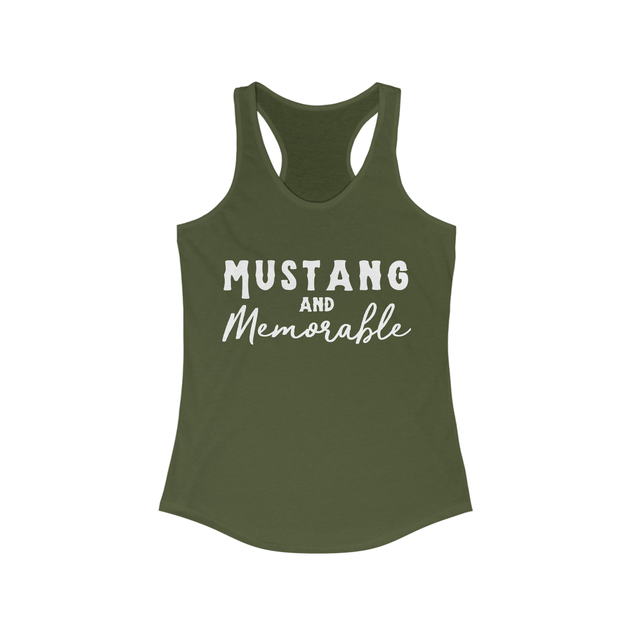 Mustang & Memorable Racerback Tank Horse Color Shirts Printify XS Solid Military Green
