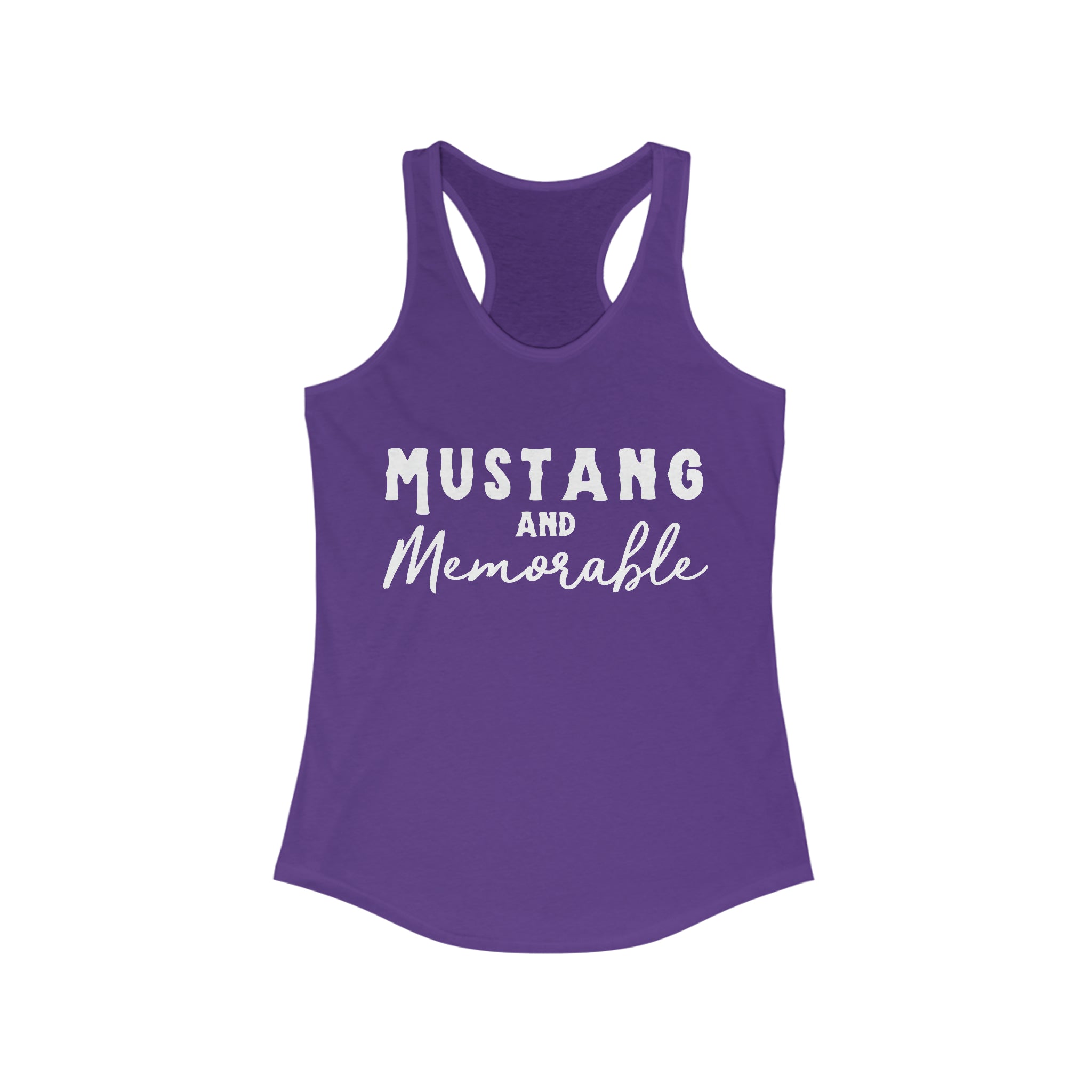 Mustang & Memorable Racerback Tank Horse Color Shirts Printify XS Solid Purple Rush