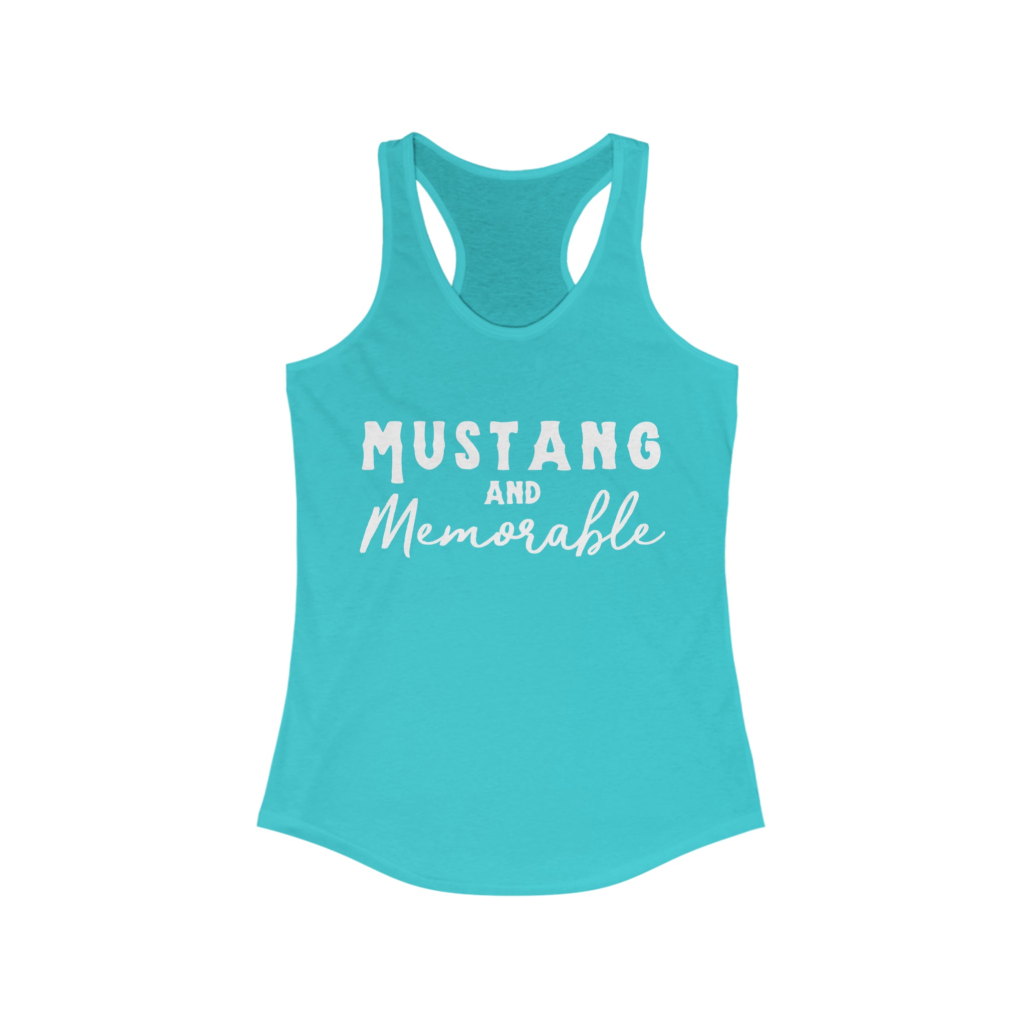 Mustang & Memorable Racerback Tank Horse Color Shirts Printify XS Solid Tahiti Blue
