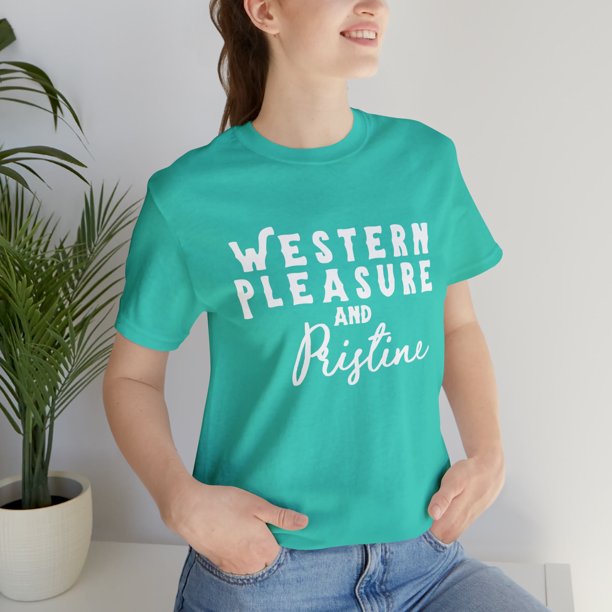 Western Pleasure & Prisitine Short Sleeve Tee Horse Riding Discipline Tee Printify Teal XS