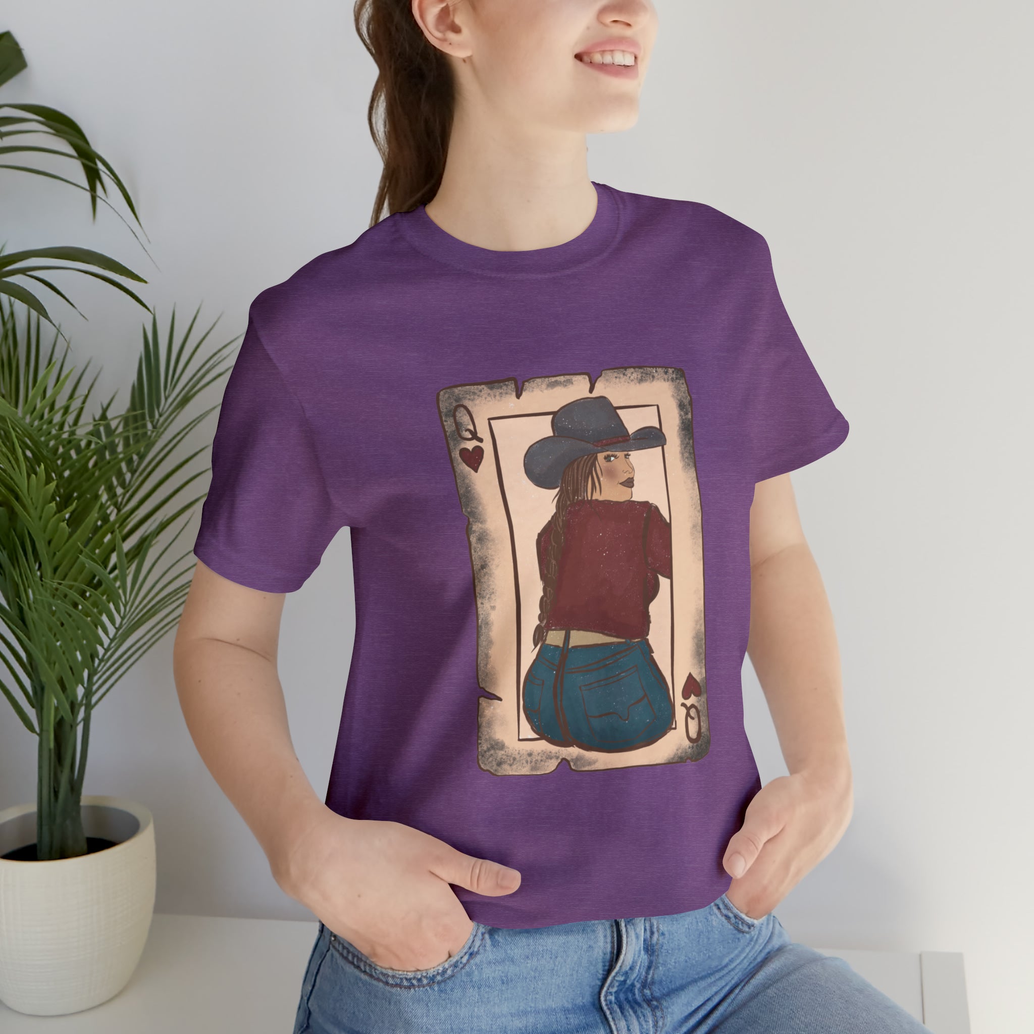Queen Cowgirl Short Sleeve Tee tcc graphic tee Printify Heather Team Purple XS