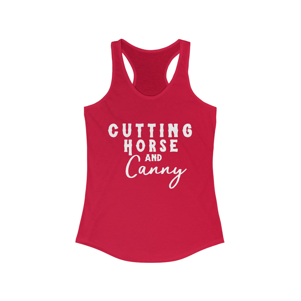 Cutting Horse & Canny Racerback Tank Horse Riding Discipline Tee Printify XS Solid Red 