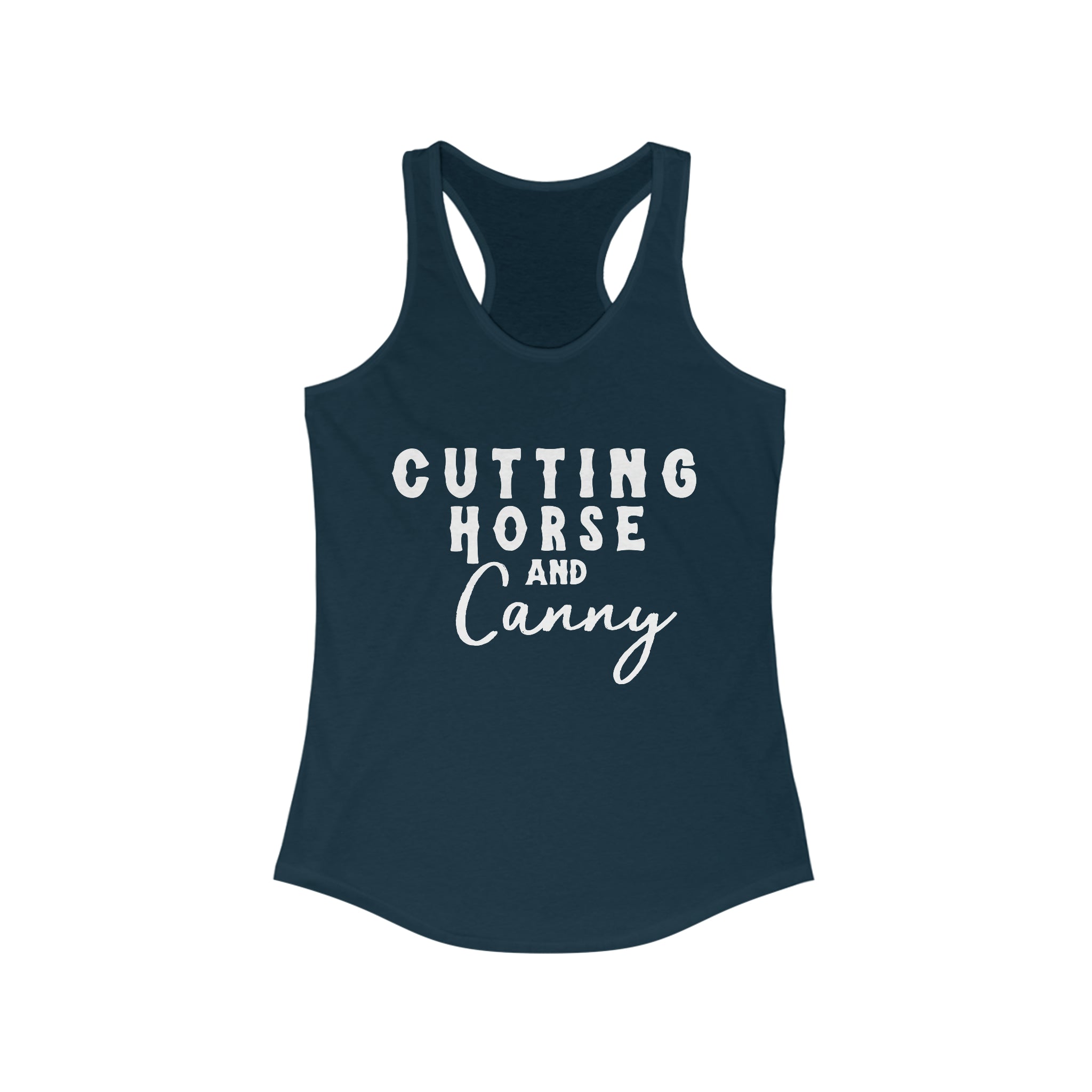 Cutting Horse & Canny Racerback Tank Horse Riding Discipline Tee Printify XS Solid Midnight Navy