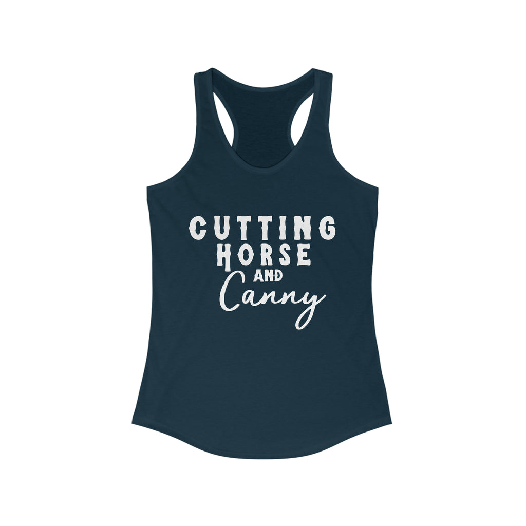 Cutting Horse & Canny Racerback Tank Horse Riding Discipline Tee Printify XS Solid Midnight Navy 