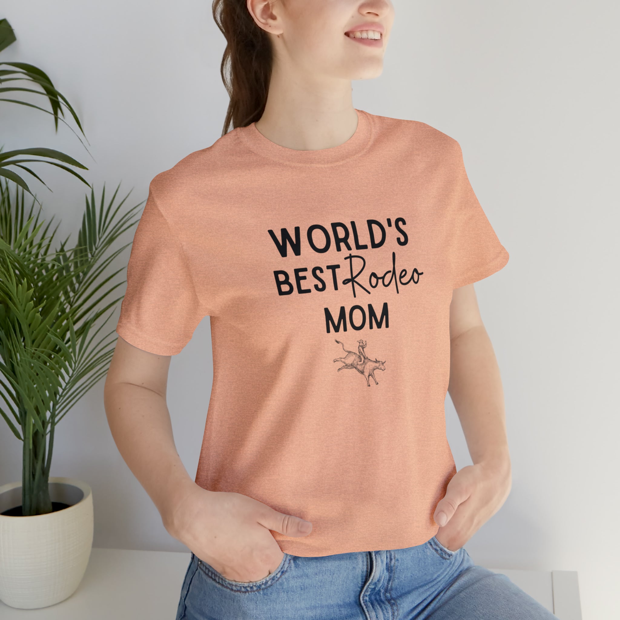 World's Best Rodeo Mom Short Sleeve Tee tcc graphic tee Printify Heather Peach XS