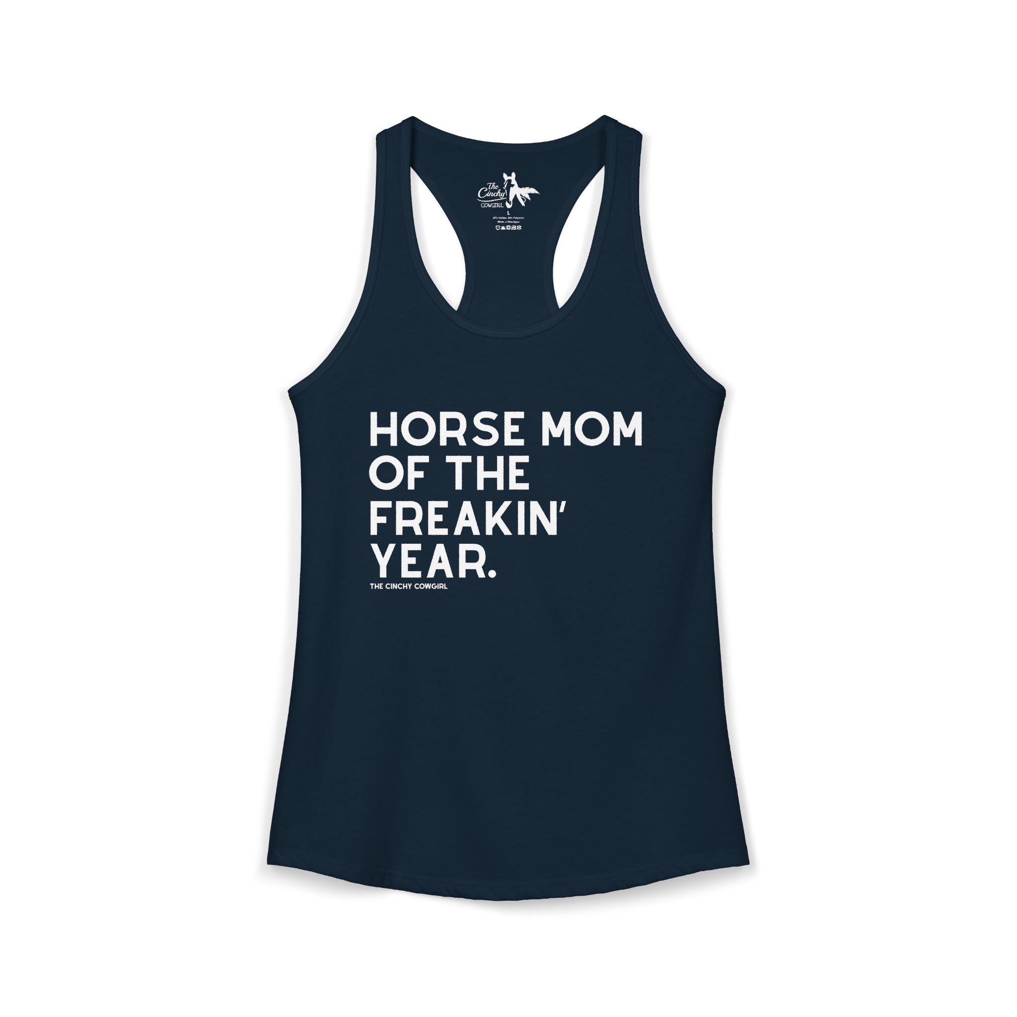 Horse Mom of the Freakin' Year Tank Top graphic tank The Cinchy Cowgirl - Print XS Solid Midnight Navy