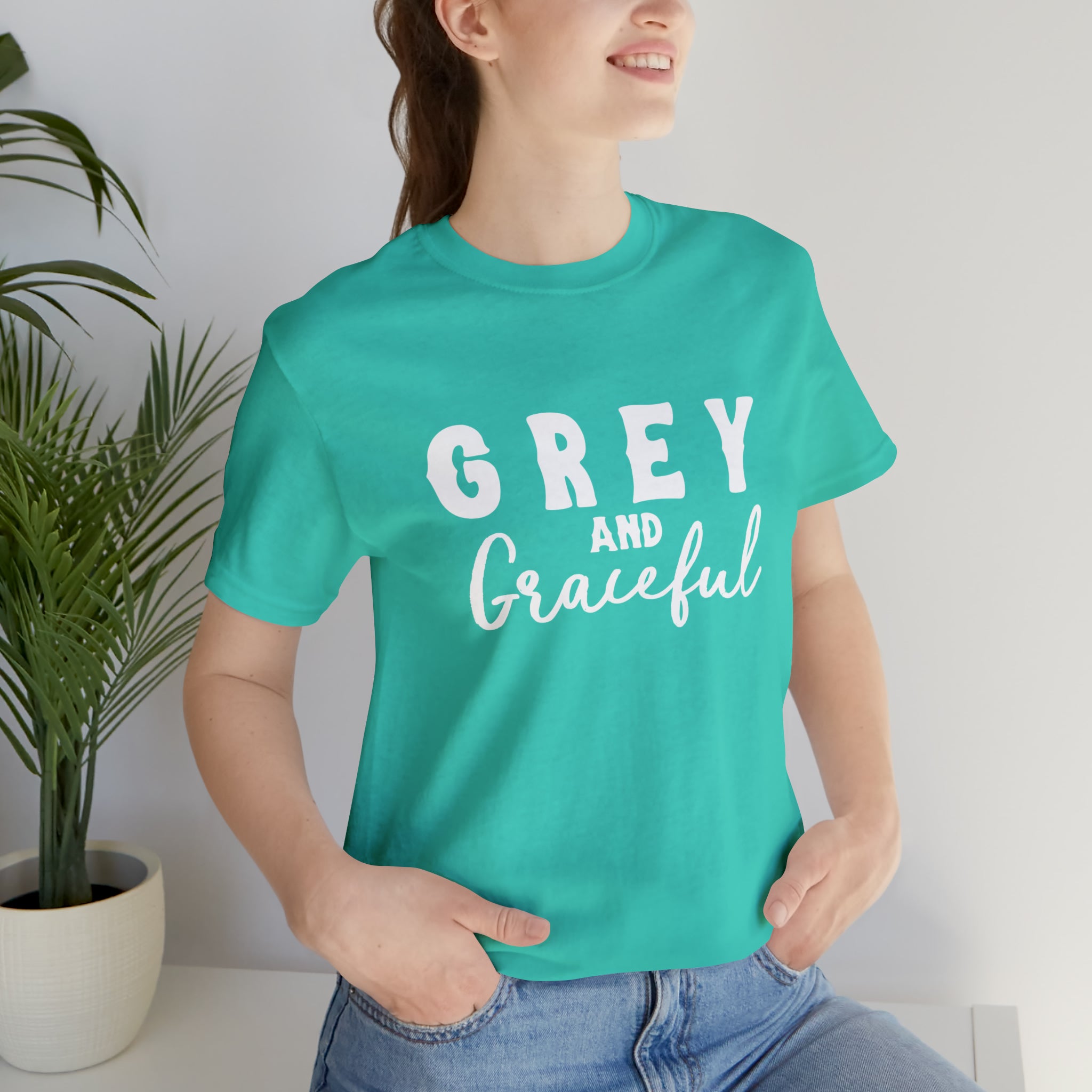 Grey & Graceful Short Sleeve Tee Horse Color Shirt Printify Teal XS