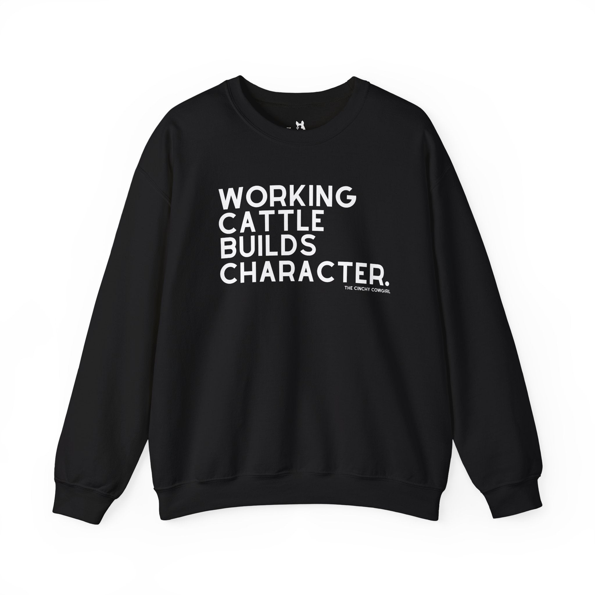Working Cattle Builds Character Pullover Sweatshirt The Cinchy Cowgirl - Print S Black