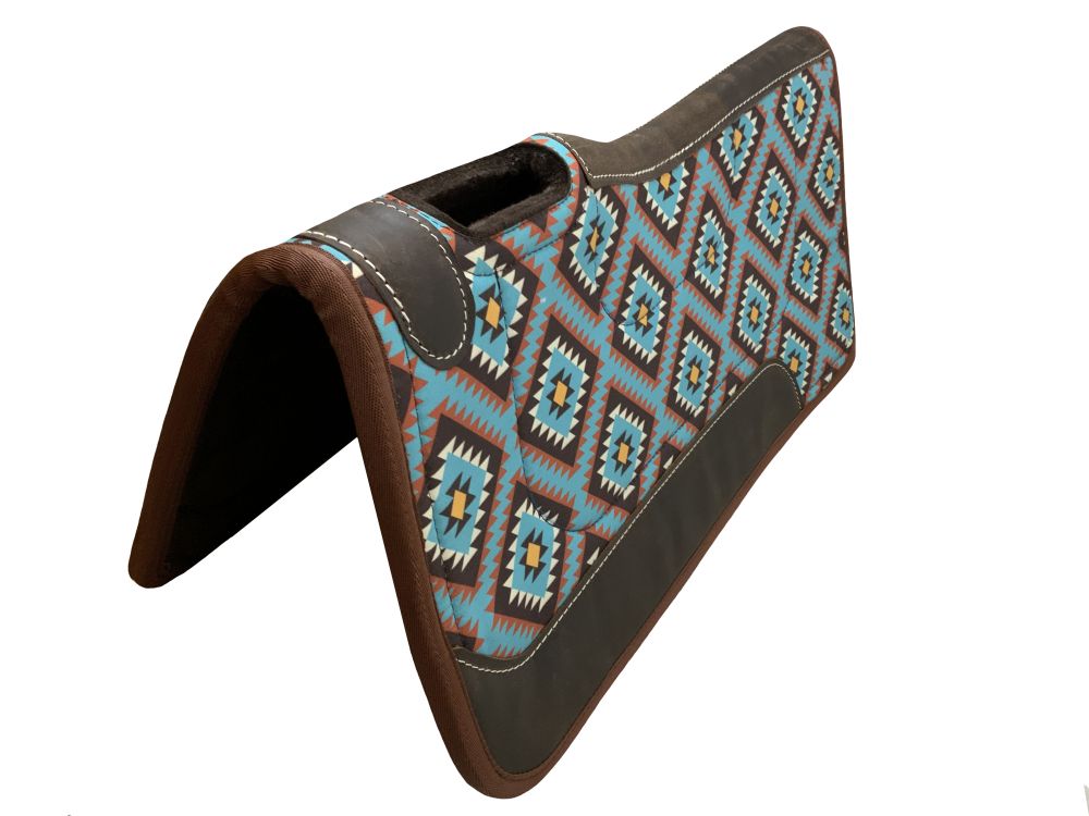Nylon Teal Southwestern Print Contoured Felt Saddle Pad western saddle pad Shiloh