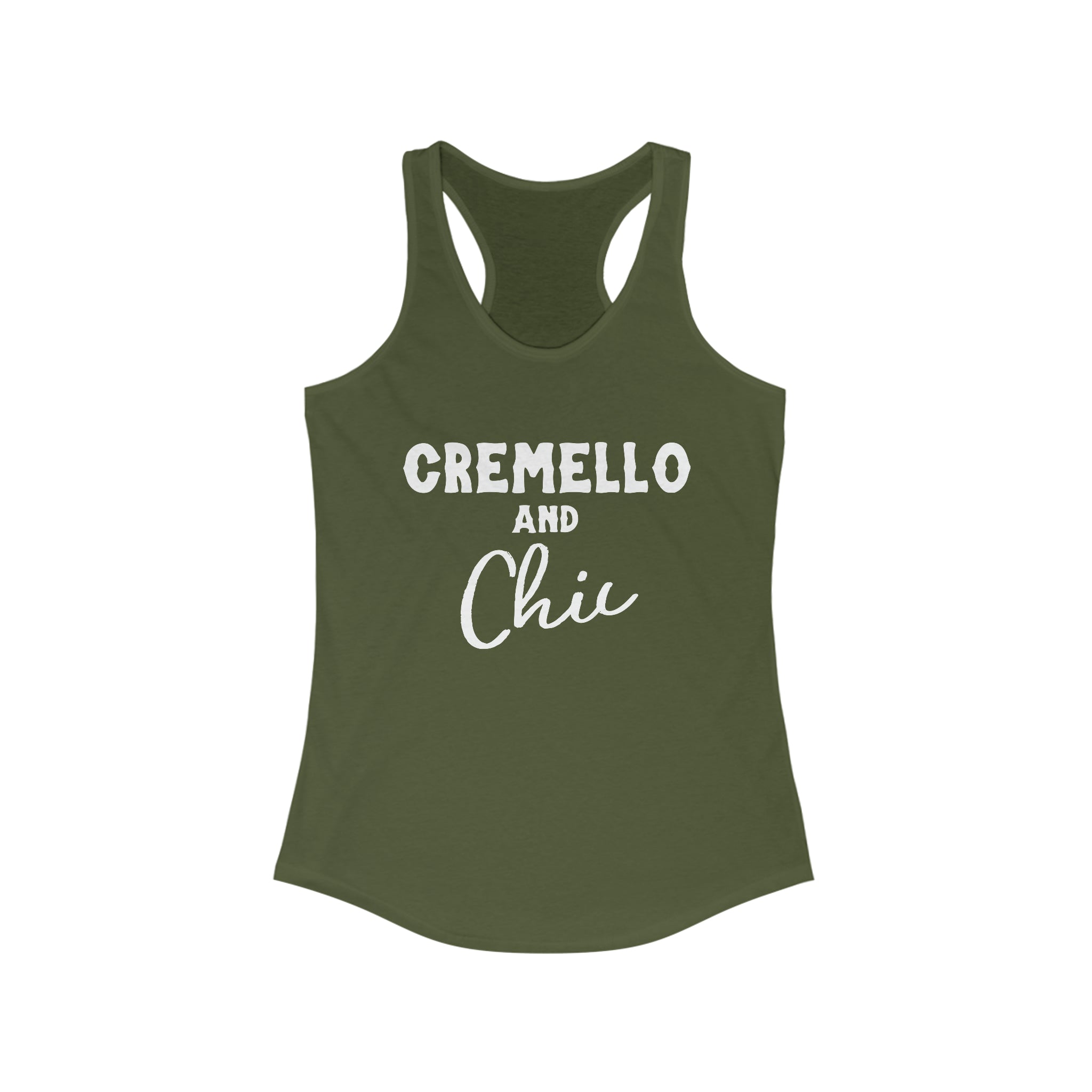 Cremello & Chic Racerback Tank Horse Color Shirts Printify XS Solid Military Green