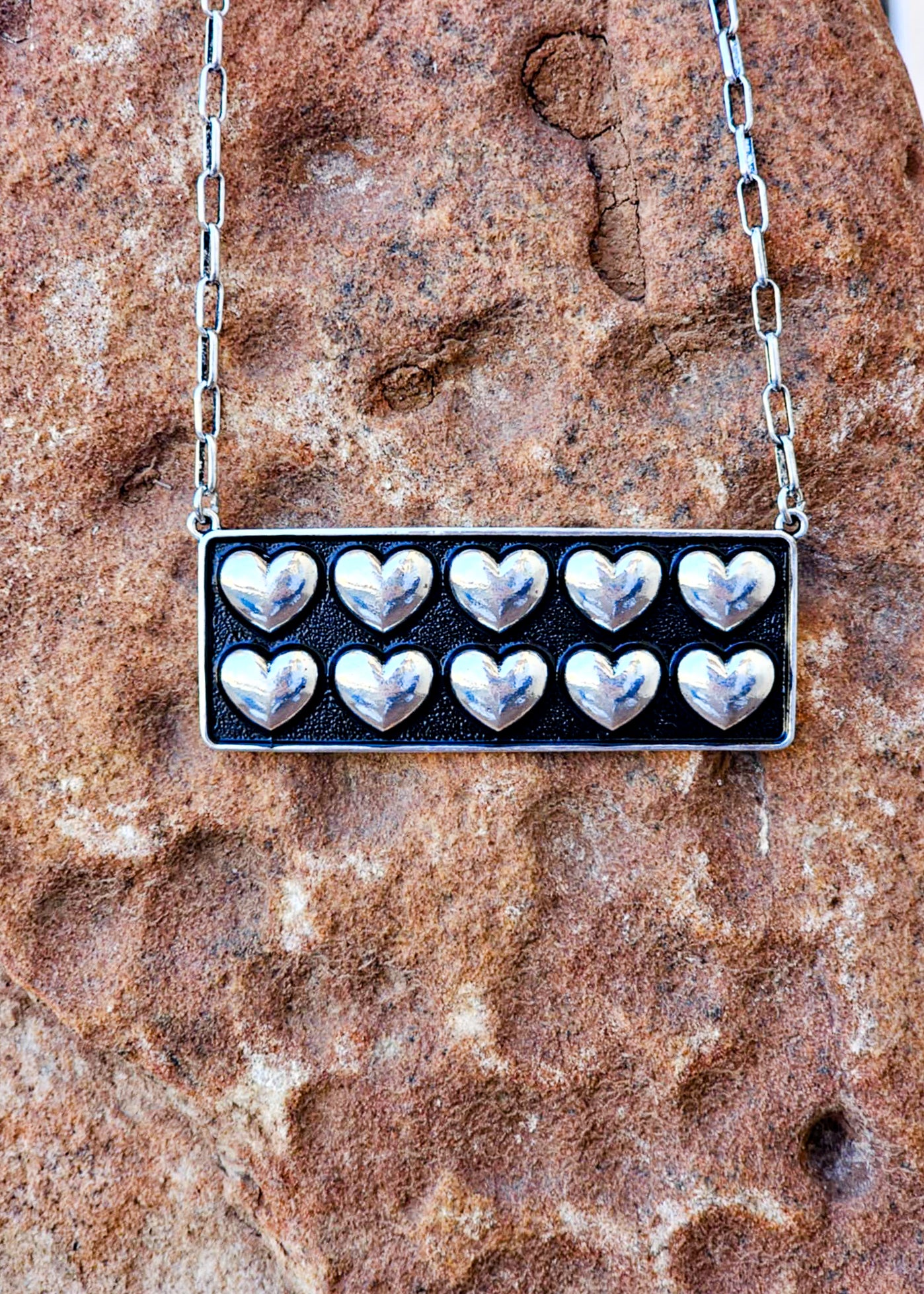 Heart Bubble Plate Necklace Necklace Blue Tortoise