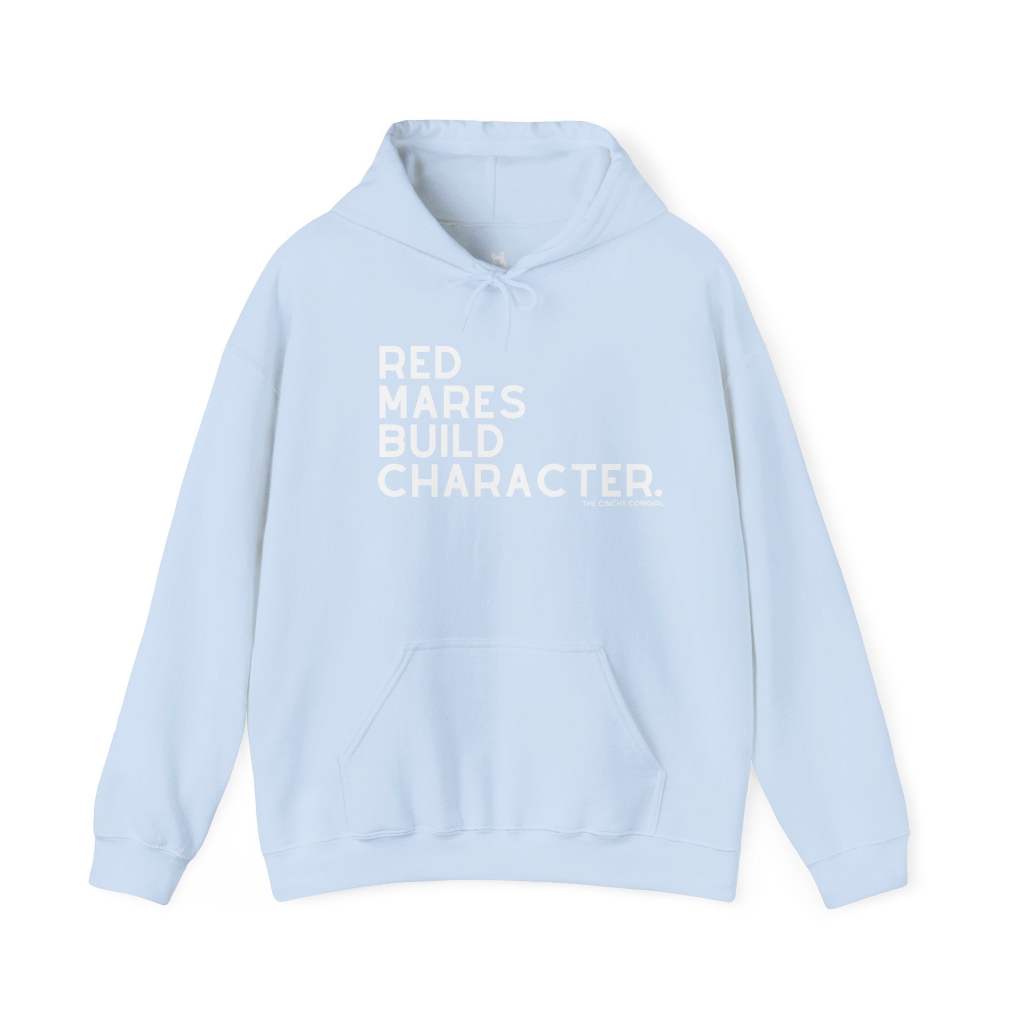 Red Mares Build Character Hoodie Hoodie The Cinchy Cowgirl - Print Light Blue S