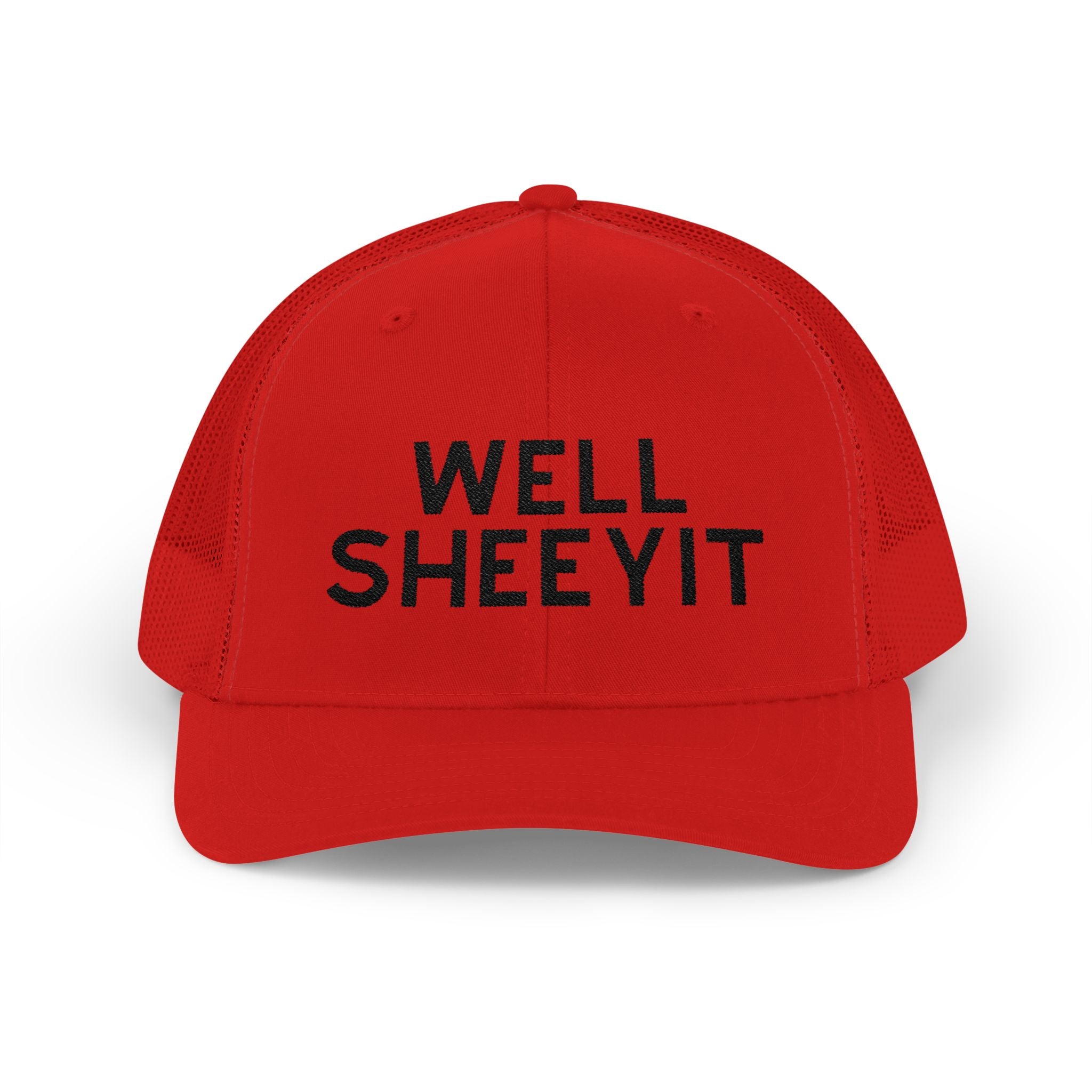 Well Sheeyit Trucker Hat Embroidered TCC Hat The Cinchy Cowgirl- Print Red