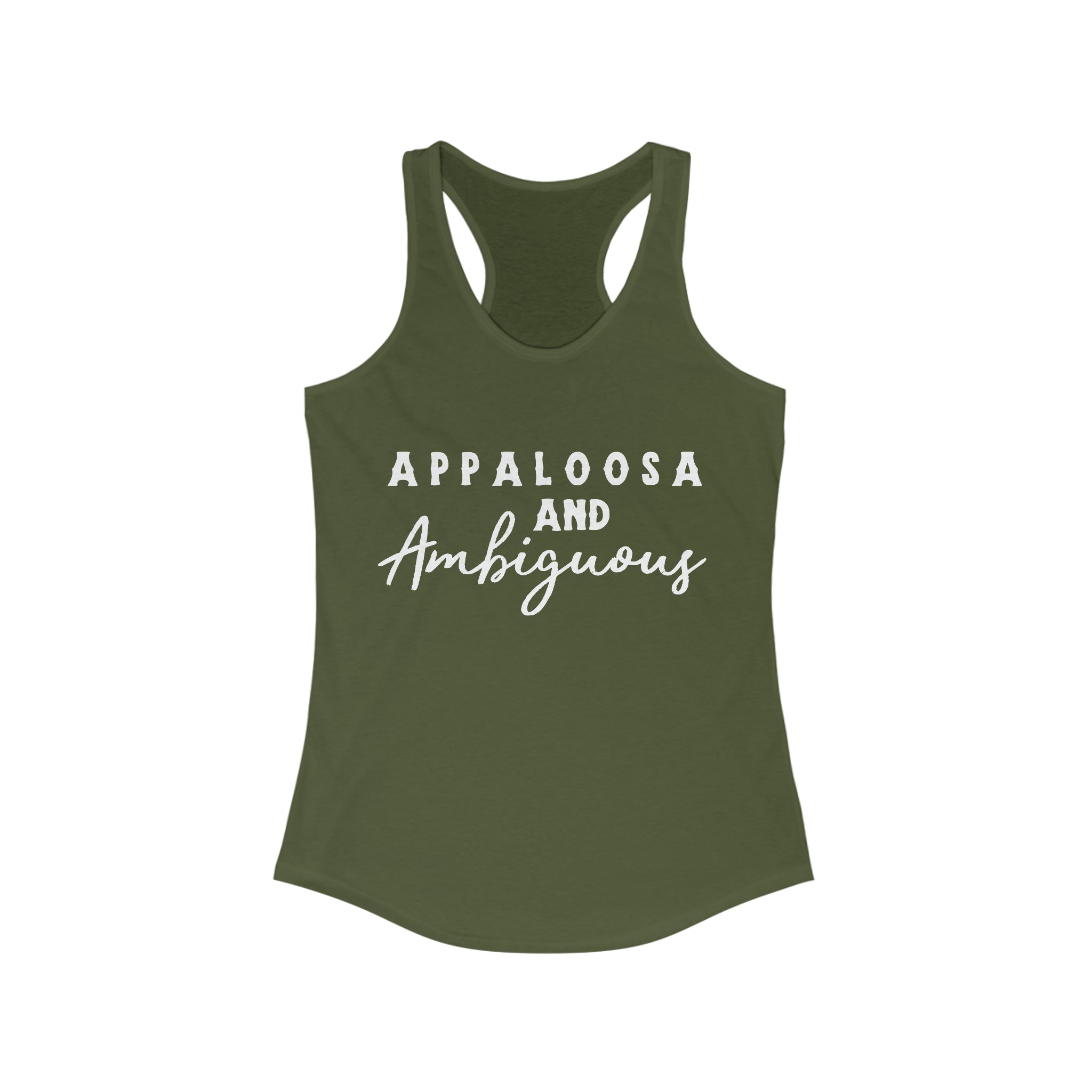 Appaloosa & Ambiguous Racerback Tank Horse Color Shirts Printify XS Solid Military Green