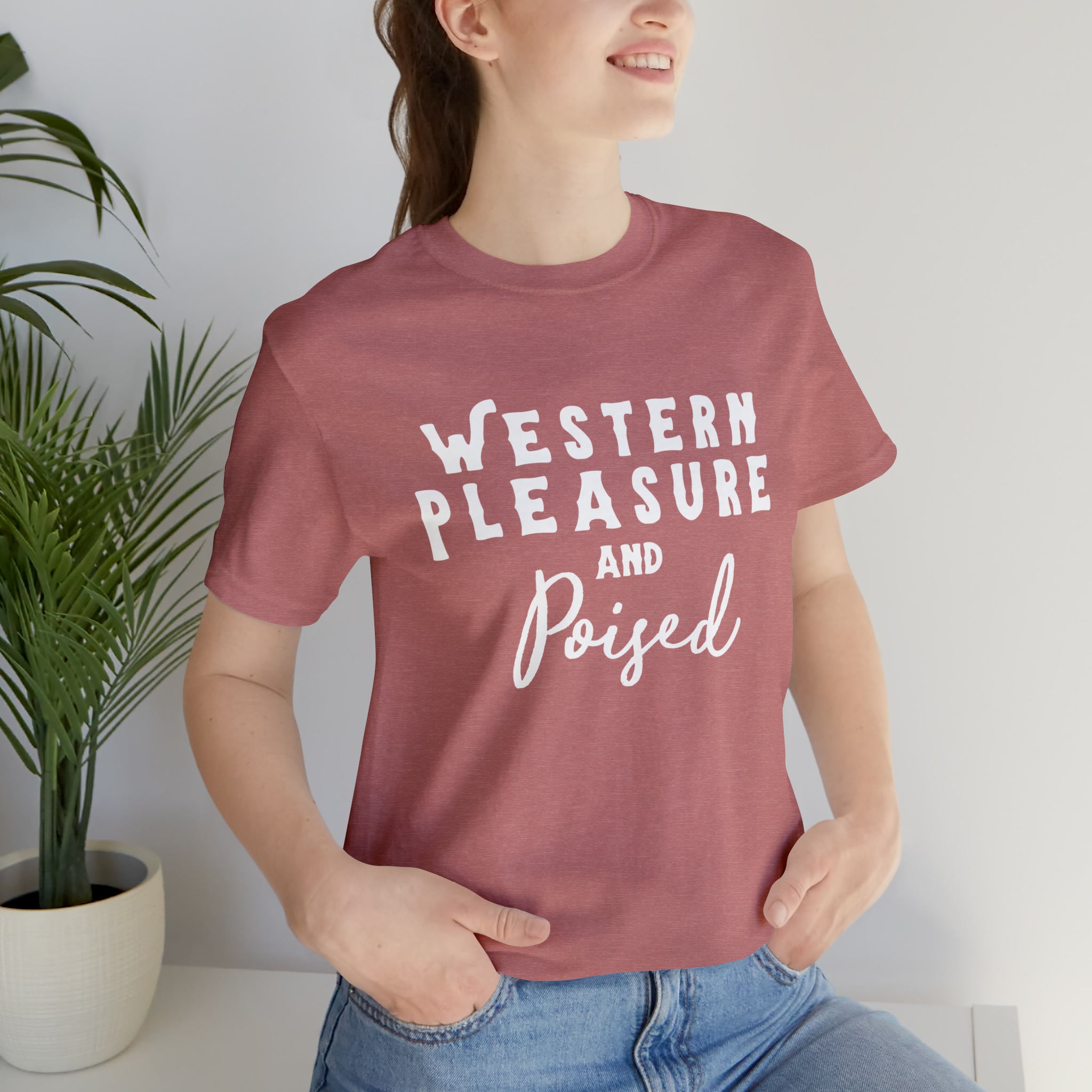 Western Pleasure & Poised Short Sleeve Tee Horse Riding Discipline Tee Printify Heather Mauve XS