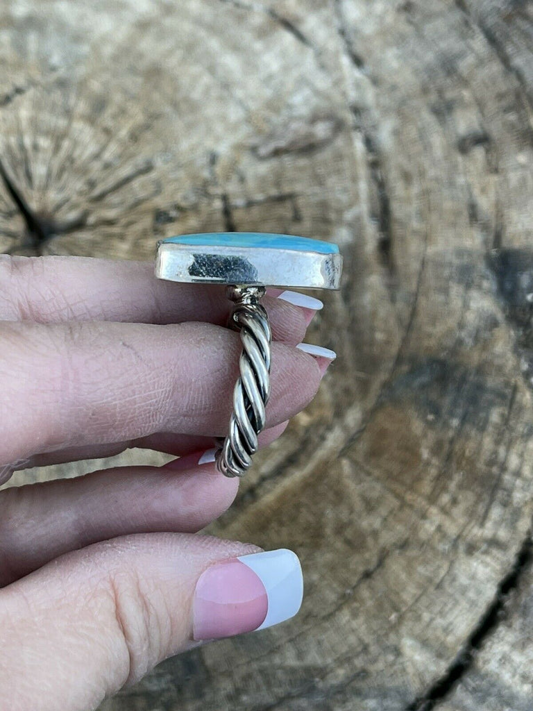 Rope Band Turquoise Ring NT jewelry Nizhoni Traders LLC   