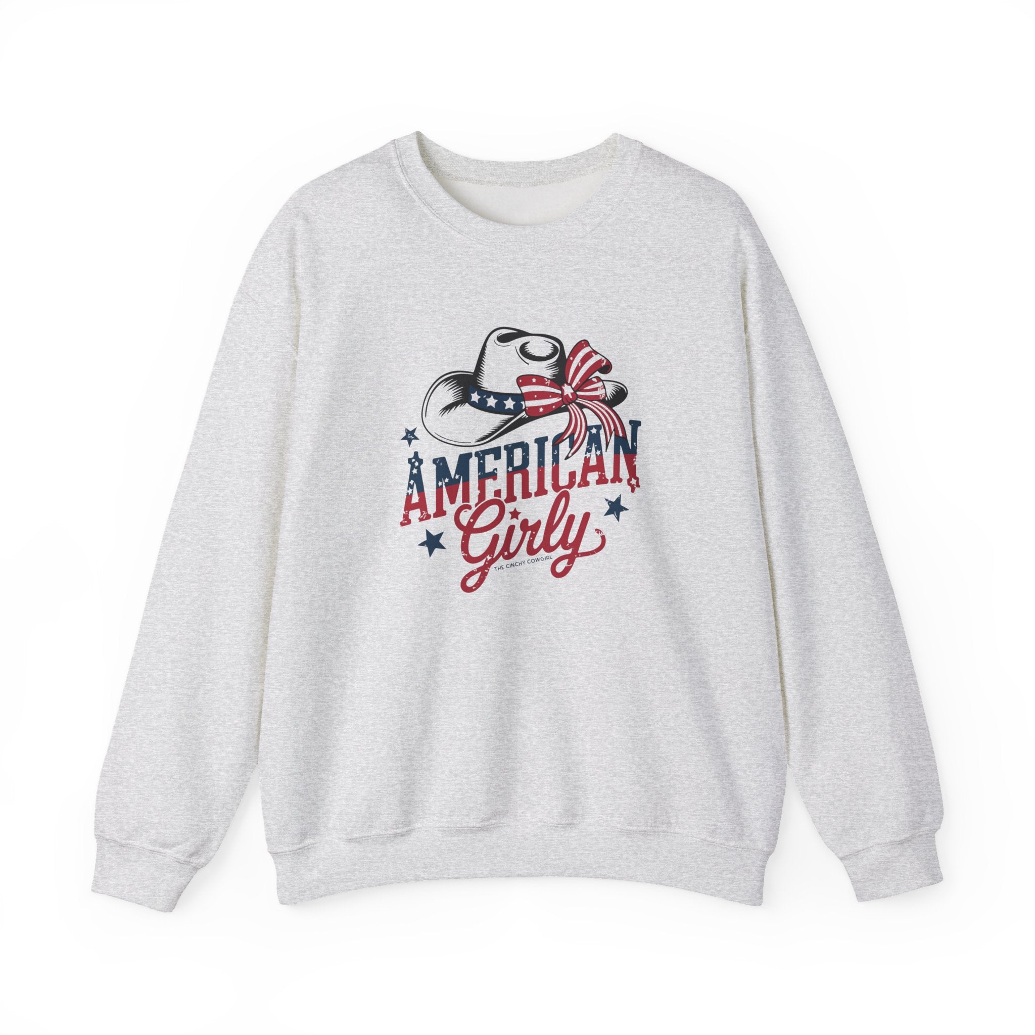 American Girly Fleece Pullover Sweatshirt The Cinchy Cowgirl - Print S Ash