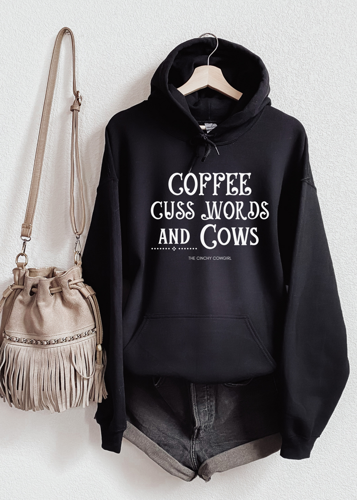Coffee Cuss Words Cows Hoodie Hoodie Printify   