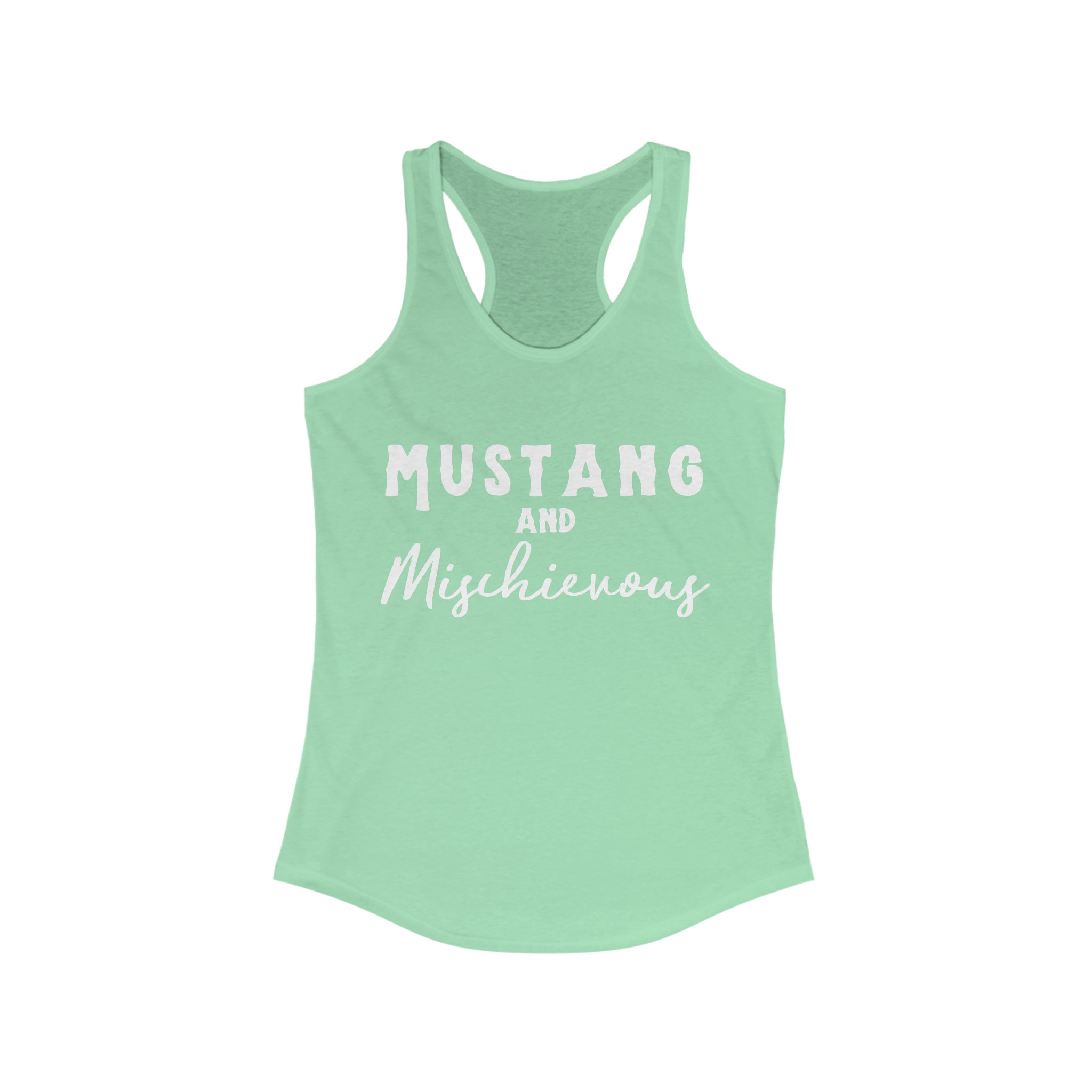 Mustang & Mischievous Racerback Tank Horse Color Shirts Printify XS Solid Mint