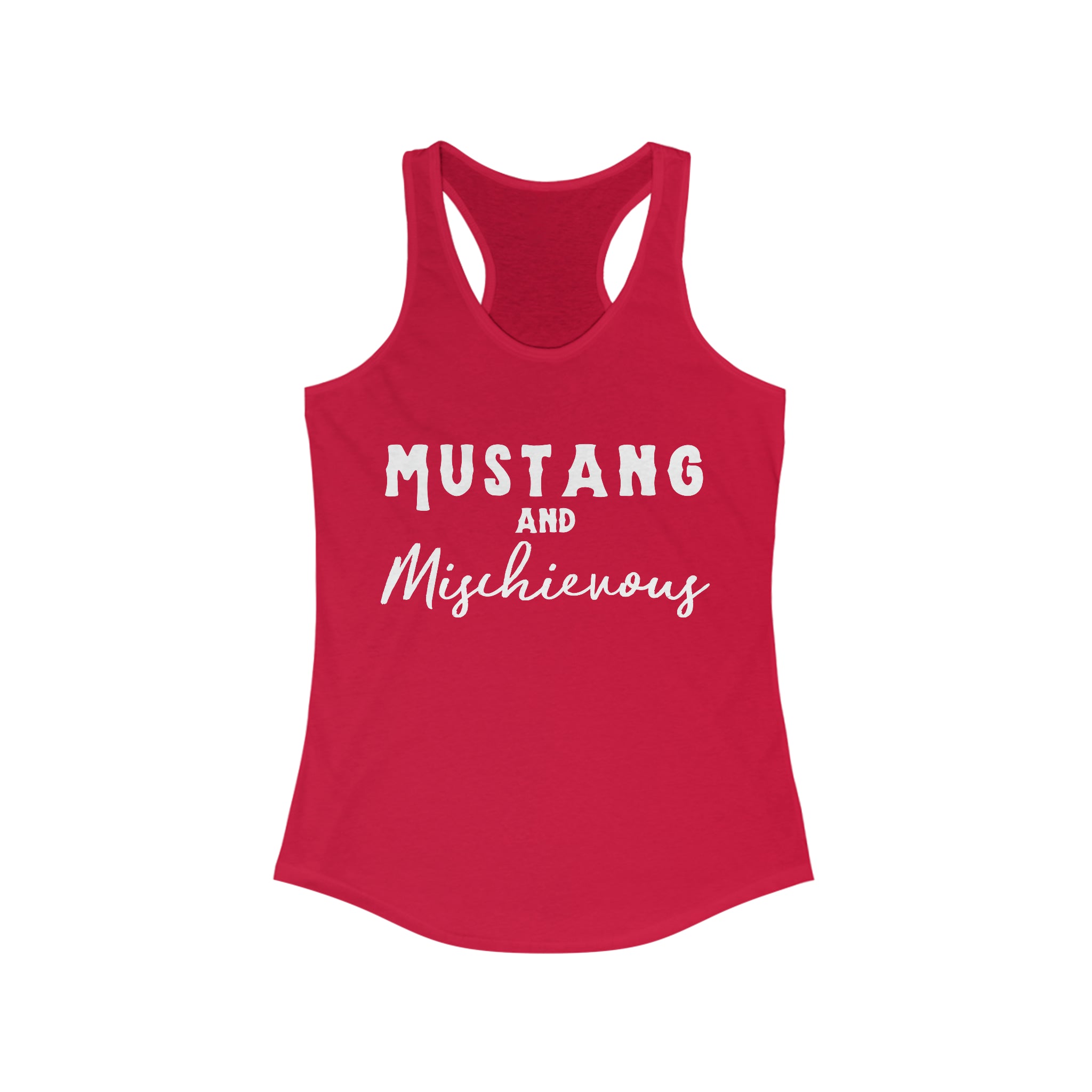 Mustang & Mischievous Racerback Tank Horse Color Shirts Printify XS Solid Red