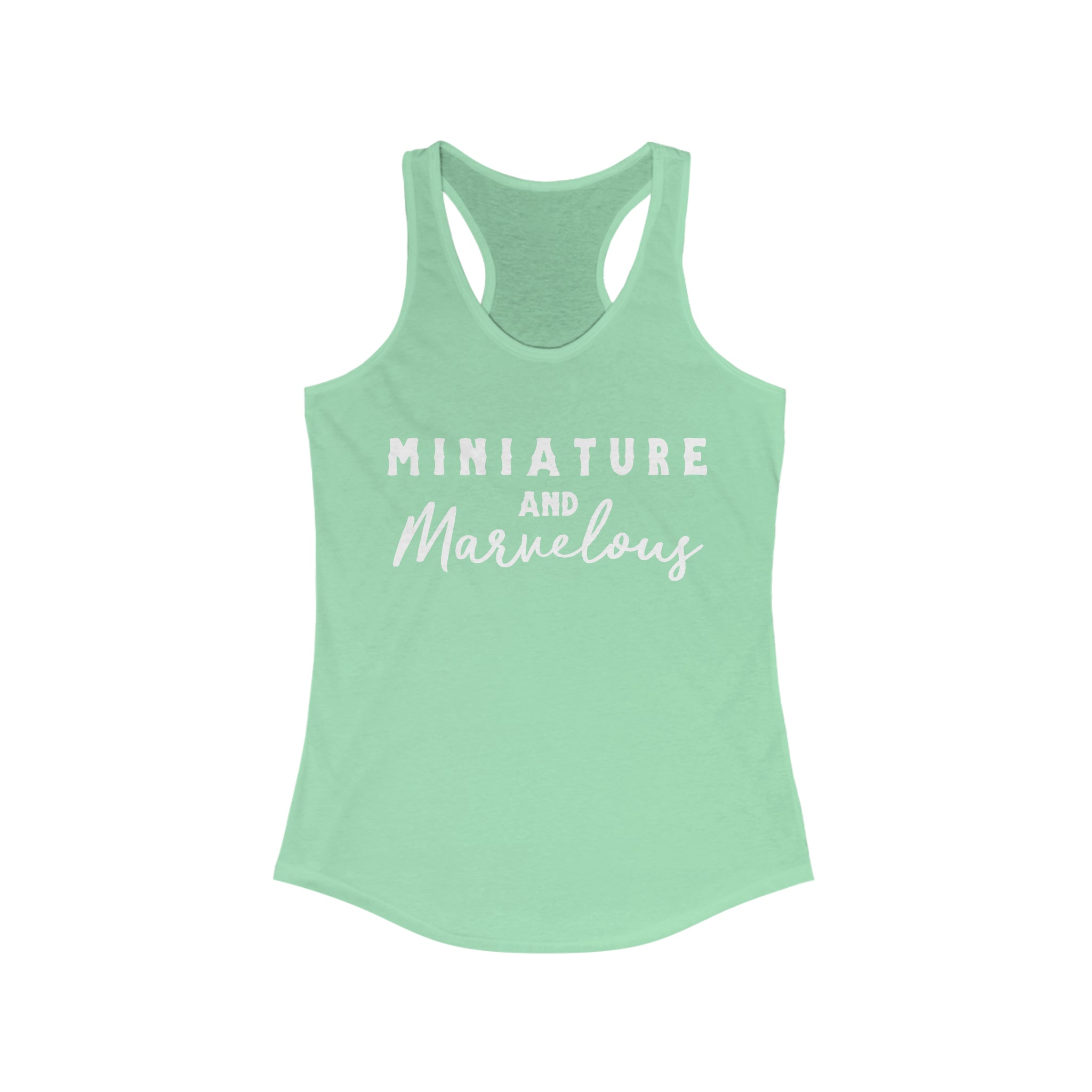 Miniature & Marvelous Racerback Tank Horse Color Shirts Printify XS Solid Mint