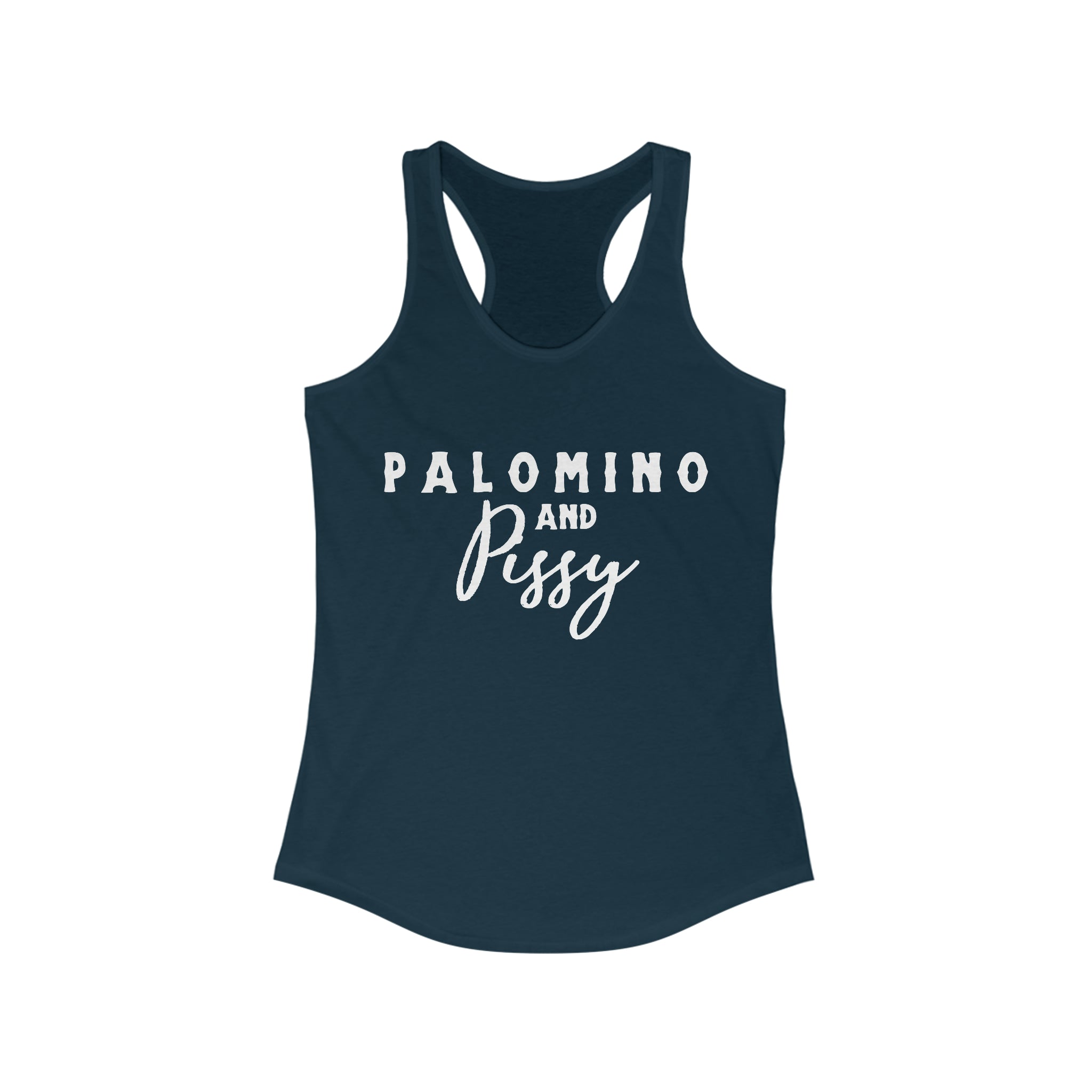 Palomino & Pissy Racerback Tank Horse Color Shirts Printify XS Solid Midnight Navy