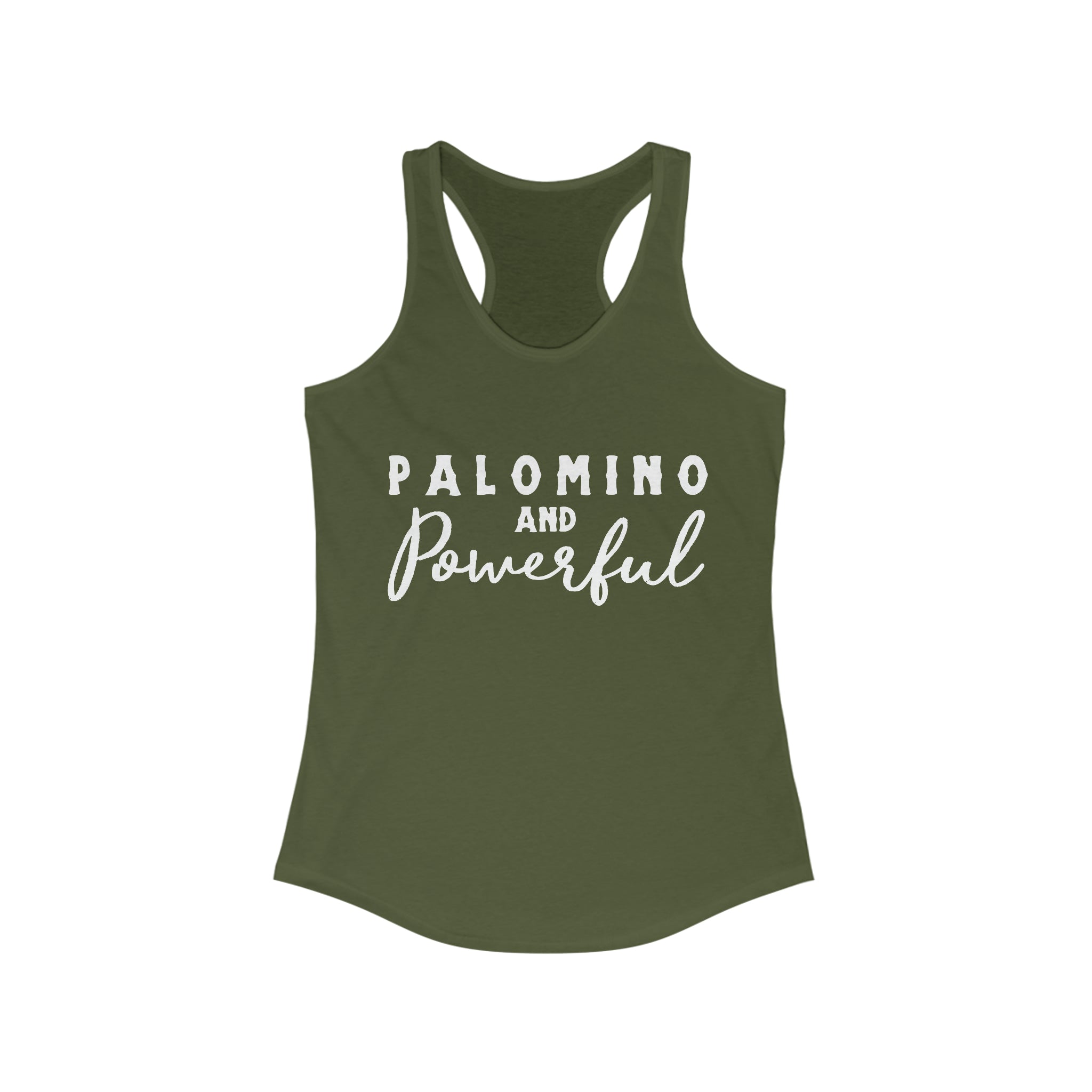 Palomino & Powerful Racerback Tank Horse Color Shirts Printify XS Solid Military Green