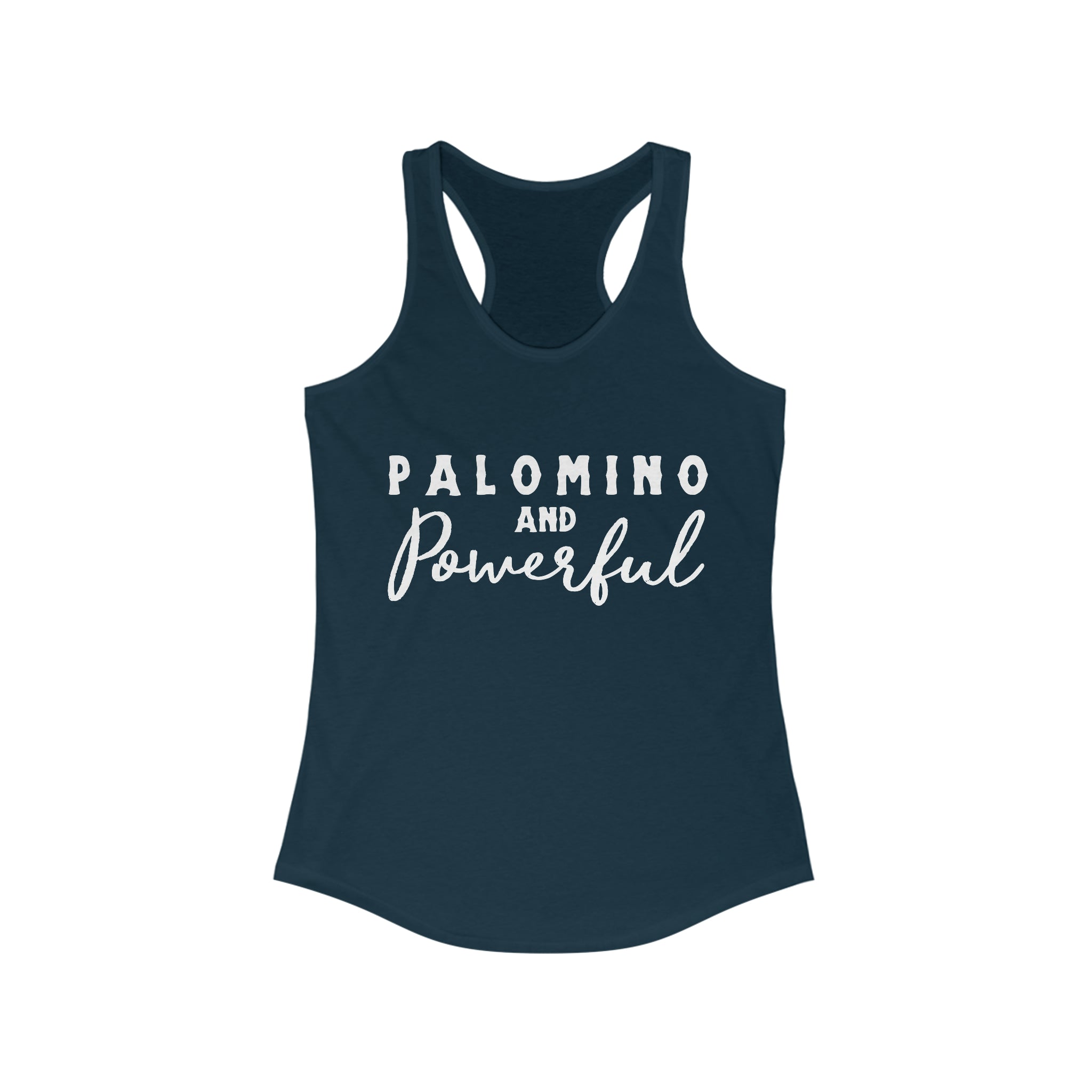 Palomino & Powerful Racerback Tank Horse Color Shirts Printify XS Solid Midnight Navy
