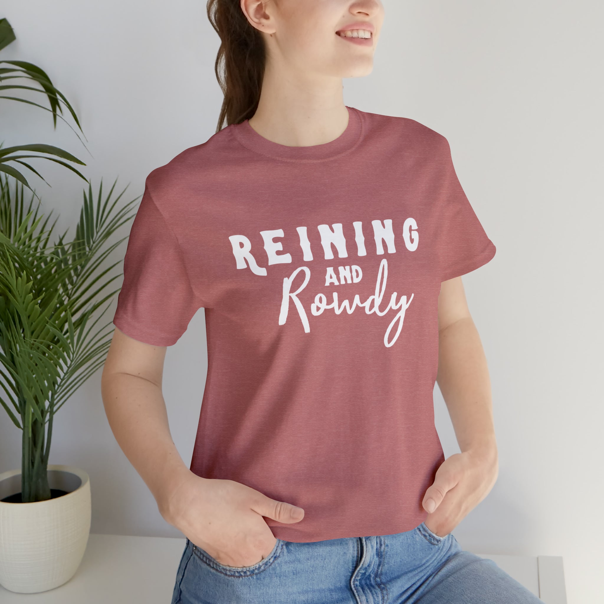 Reining & Rowdy Short Sleeve Tee Horse Riding Discipline Tee Printify Heather Mauve XS