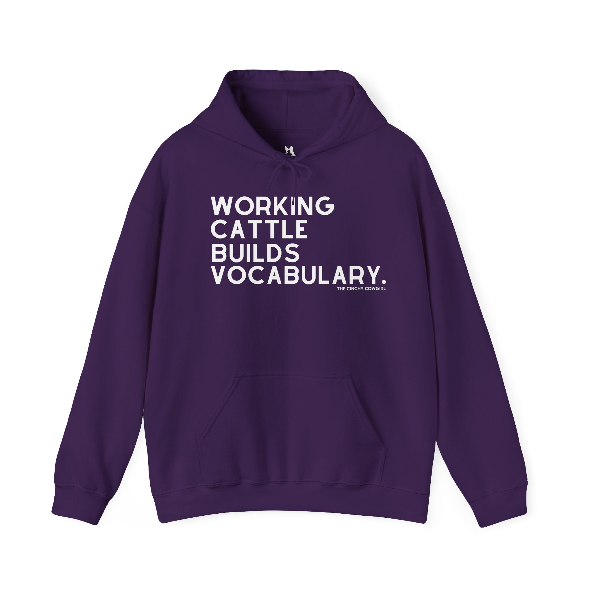 Working Cattle Builds Vocabulary Hoodie Graphic Hoodie The Cinchy Cowgirl - Print Purple S