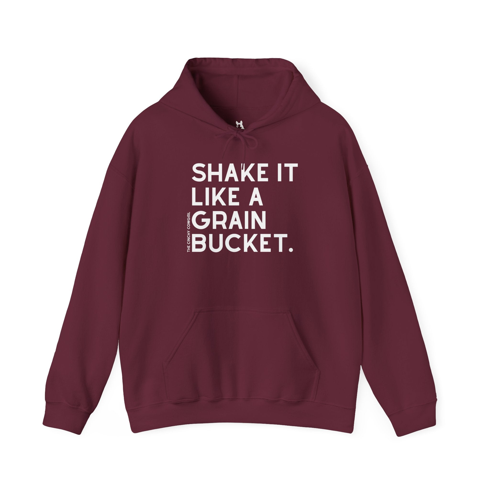 Shake It Like A Grain Bucket Hoodie Hoodie The Cinchy Cowgirl - Print Maroon S