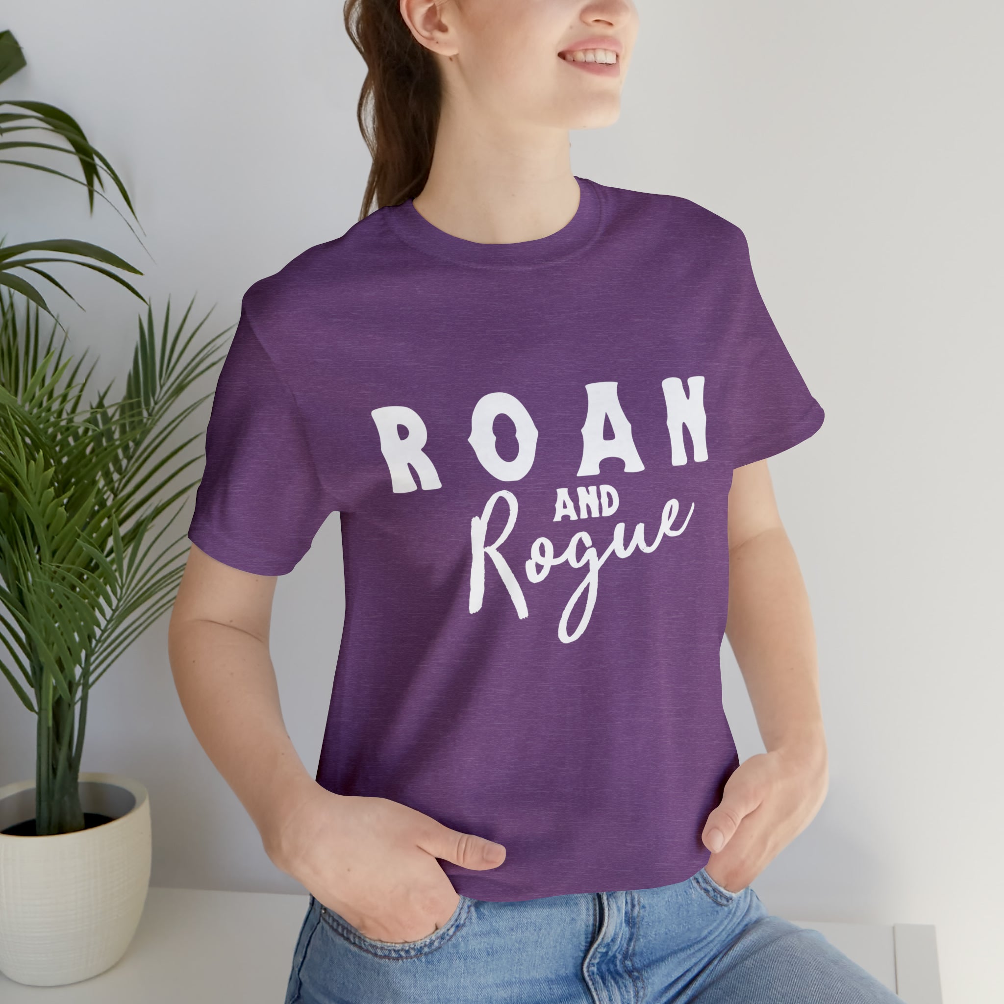 Roan & Rogue Short Sleeve Tee Horse Color Shirt Printify Heather Team Purple XS