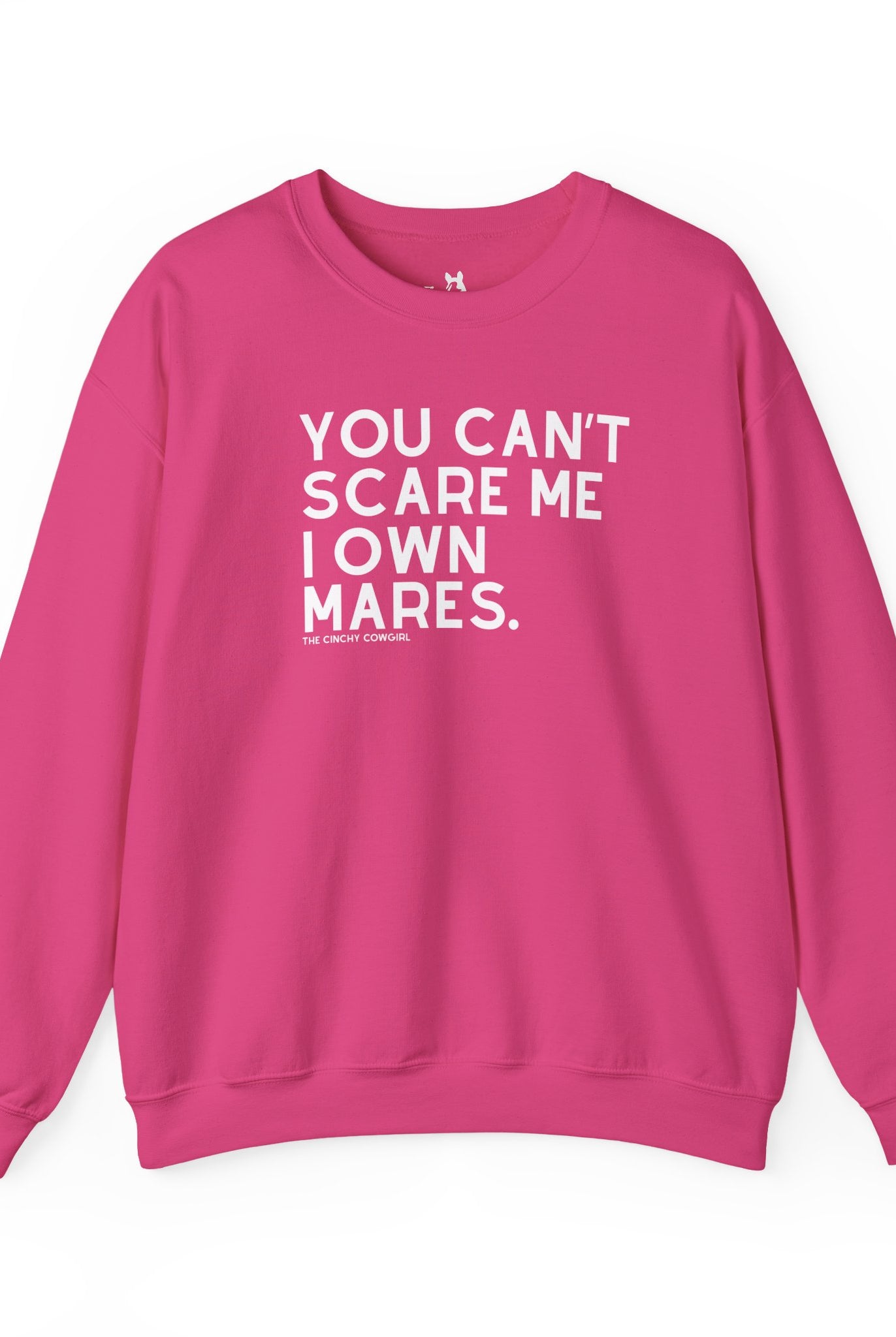 You Can't Scare Me I Own Mares Pullover Sweatshirt The Cinchy Cowgirl - Print S Heliconia