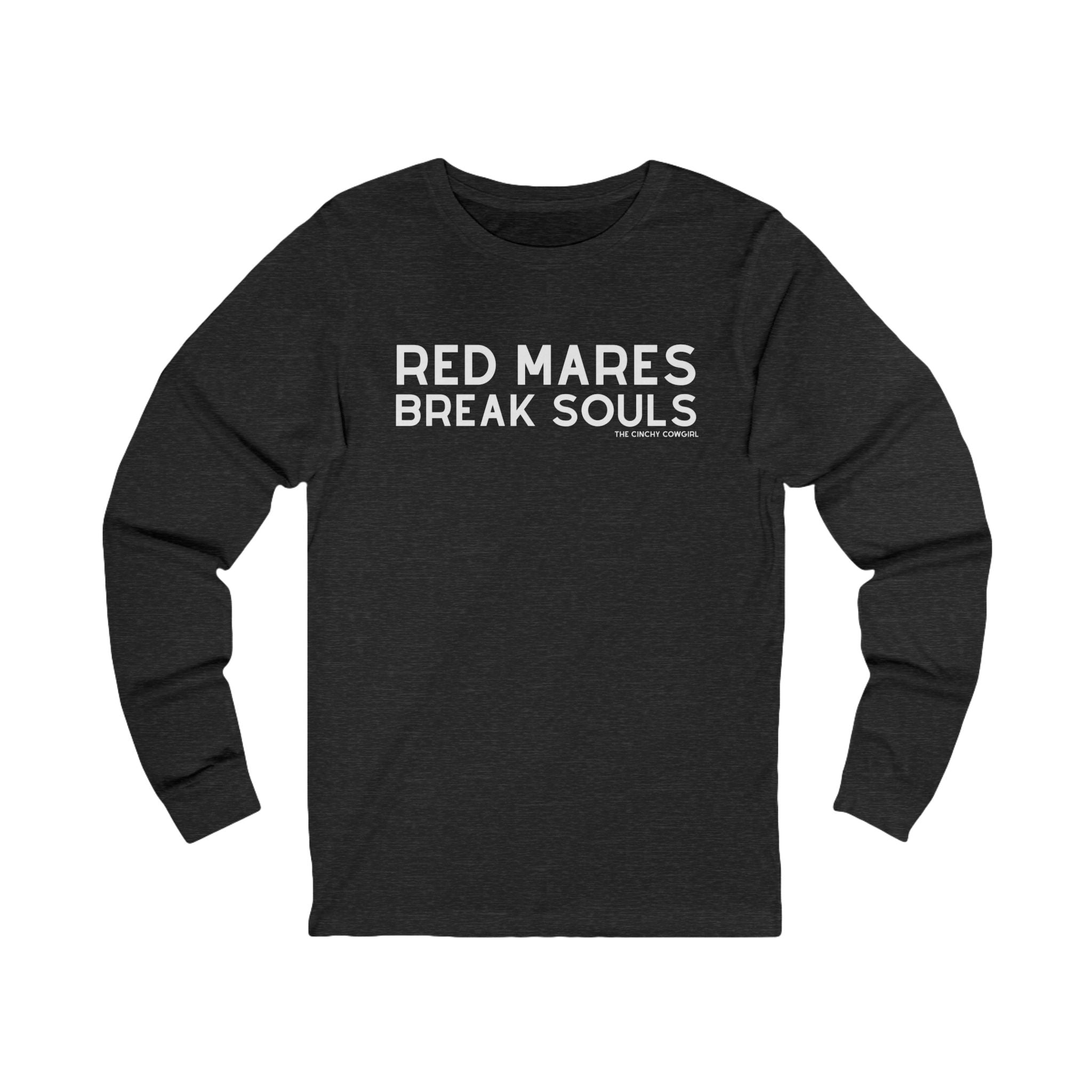 Red Mares Break Souls Long Sleeve Tee Long-sleeve The Cinchy Cowgirl - Print S Dark Heathered Gray