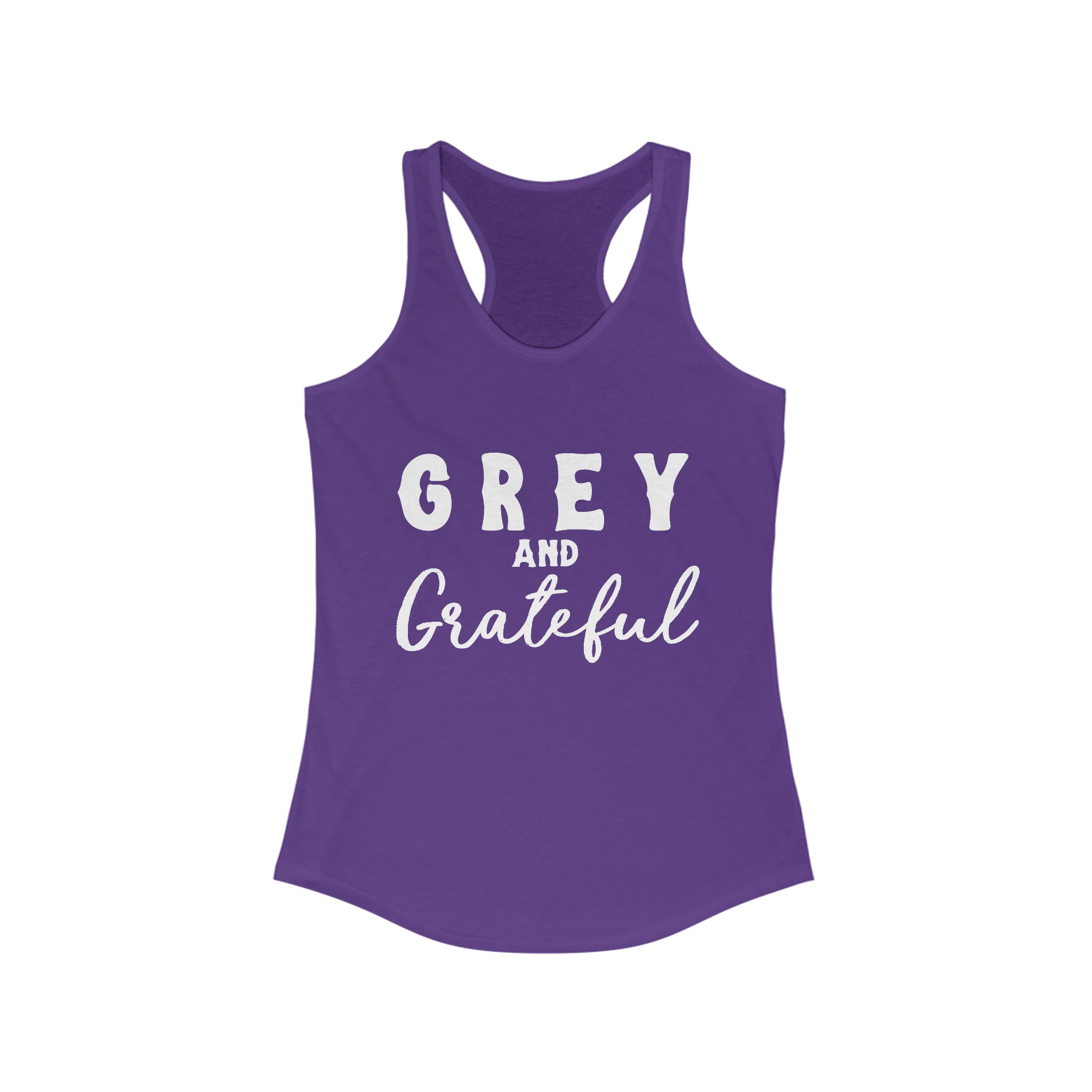 Grey & Grateful Racerback Tank Horse Color Shirts Printify XS Solid Purple Rush