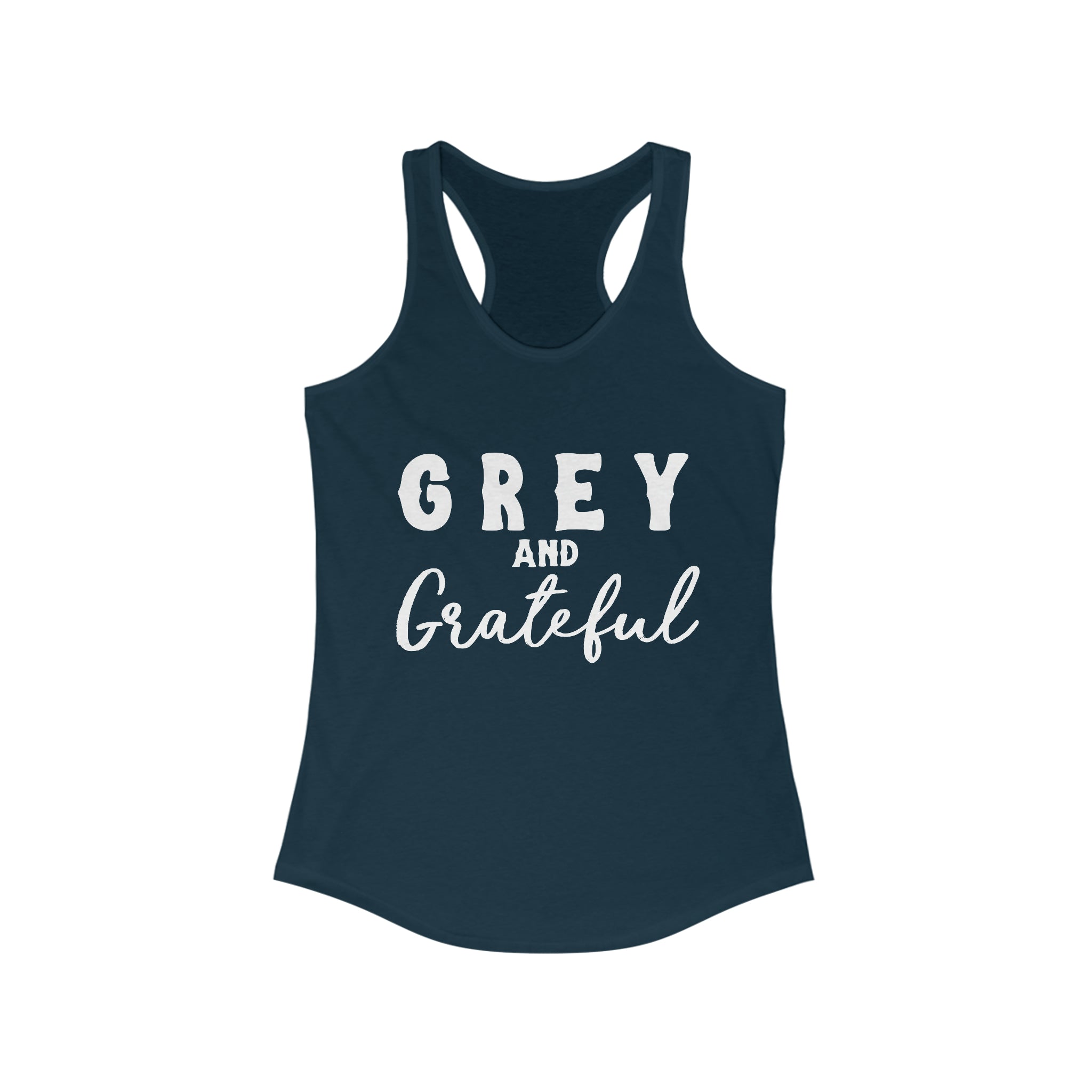 Grey & Grateful Racerback Tank Horse Color Shirts Printify XS Solid Midnight Navy