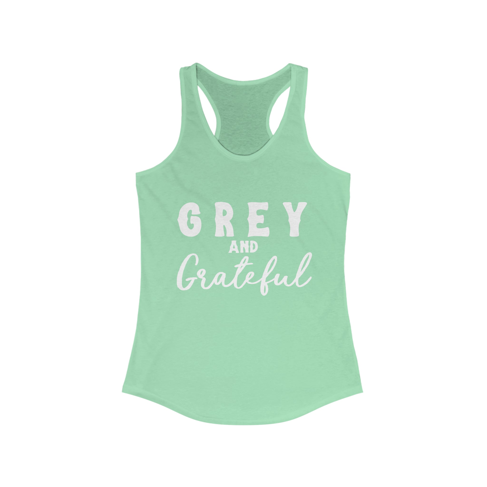 Grey & Grateful Racerback Tank Horse Color Shirts Printify XS Solid Mint