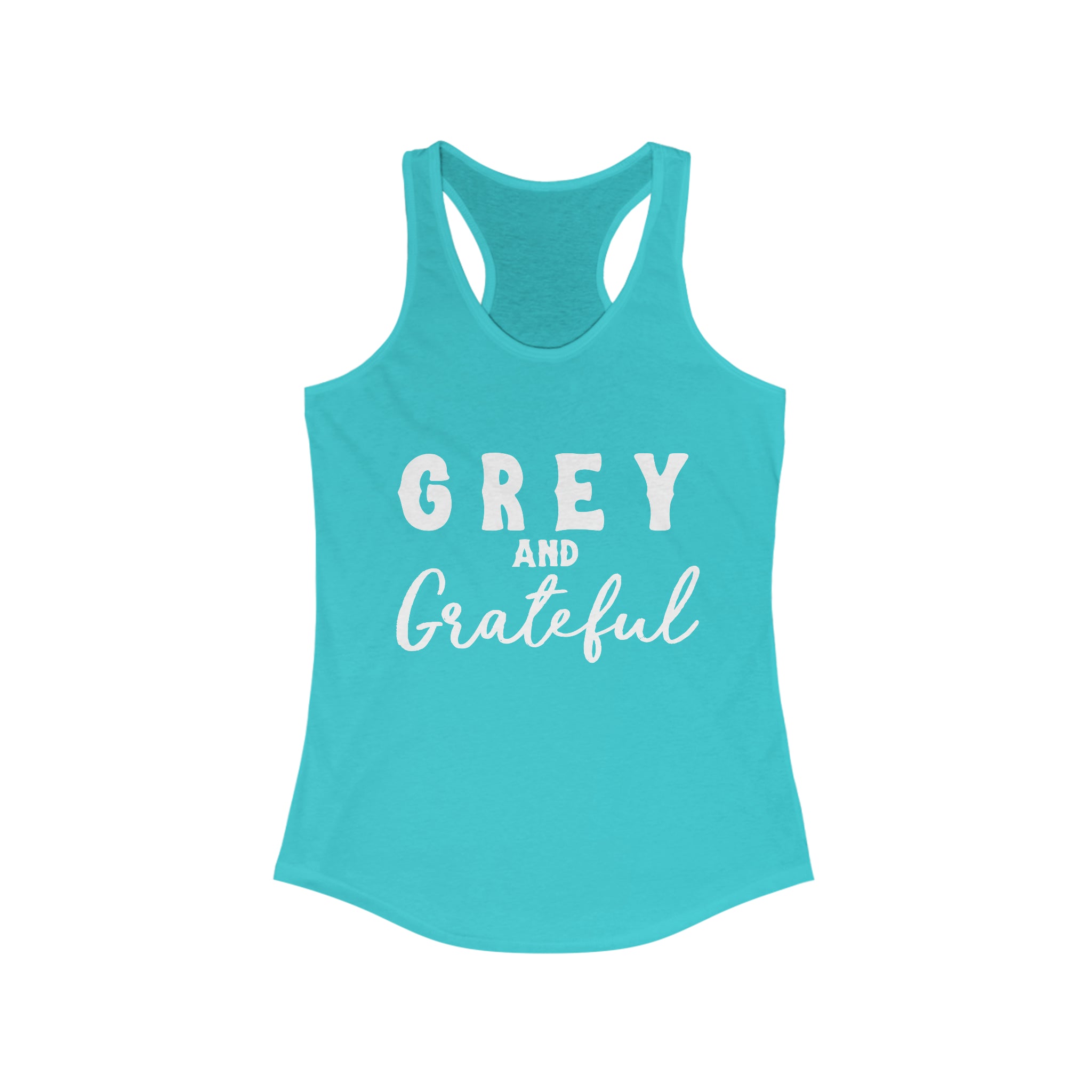 Grey & Grateful Racerback Tank Horse Color Shirts Printify XS Solid Tahiti Blue